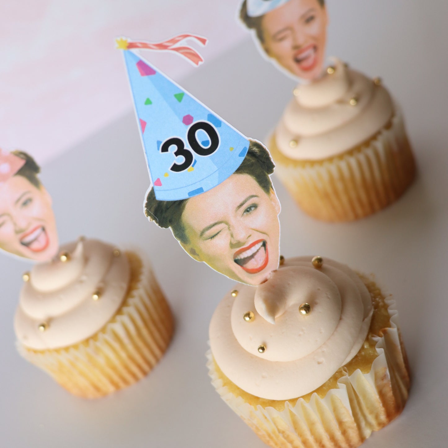 Custom Photo Face Cupcake Toppers for 30th Birthday, Personalized Birthday Party Decoration, Gift for Him or Her, Milestone Birthday