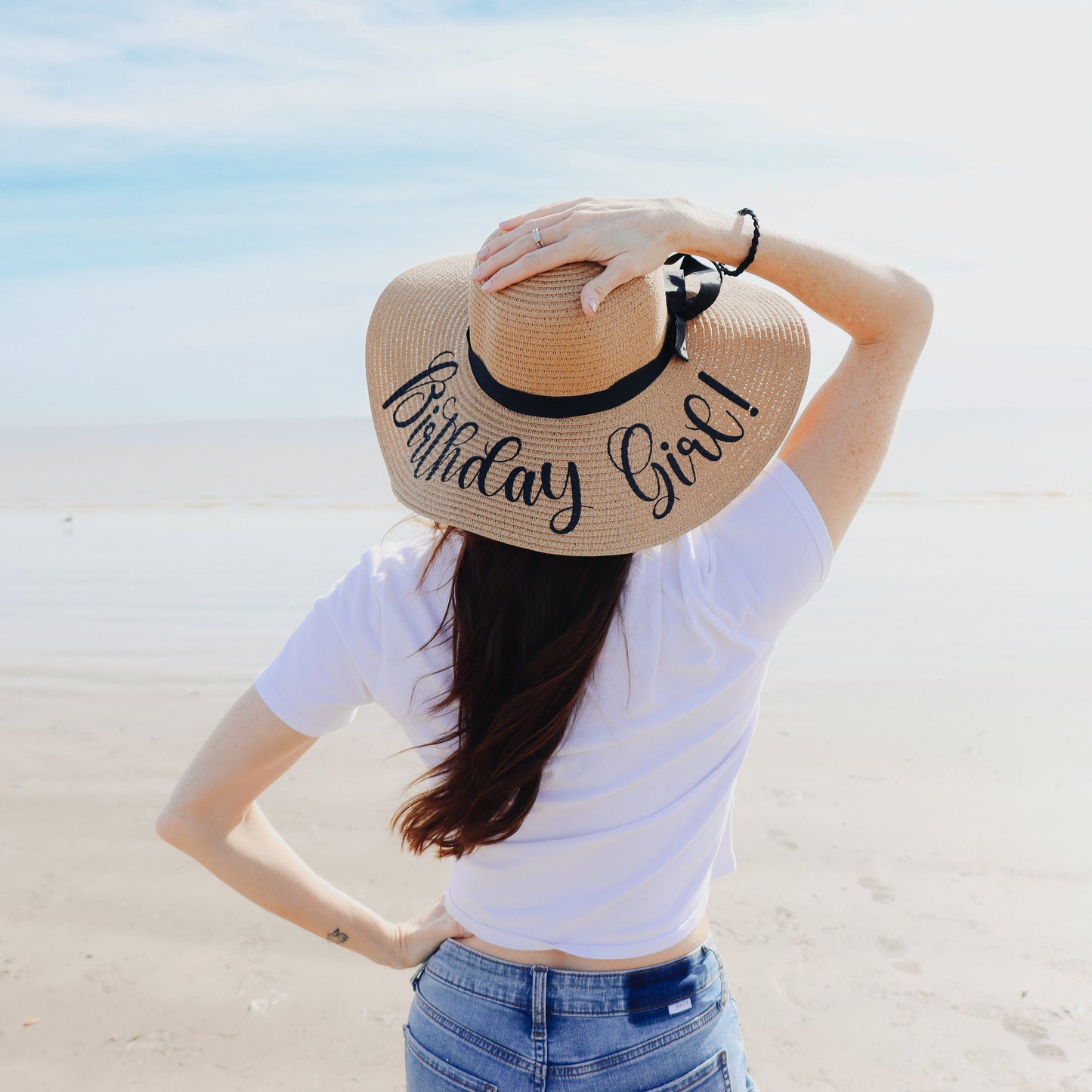 Birthday Girl Floppy Sun Hat - Special Beach Vacation Straw Hat, Unique Gift for Women, Tropical Getaway Party Accessory, One Size Fits All