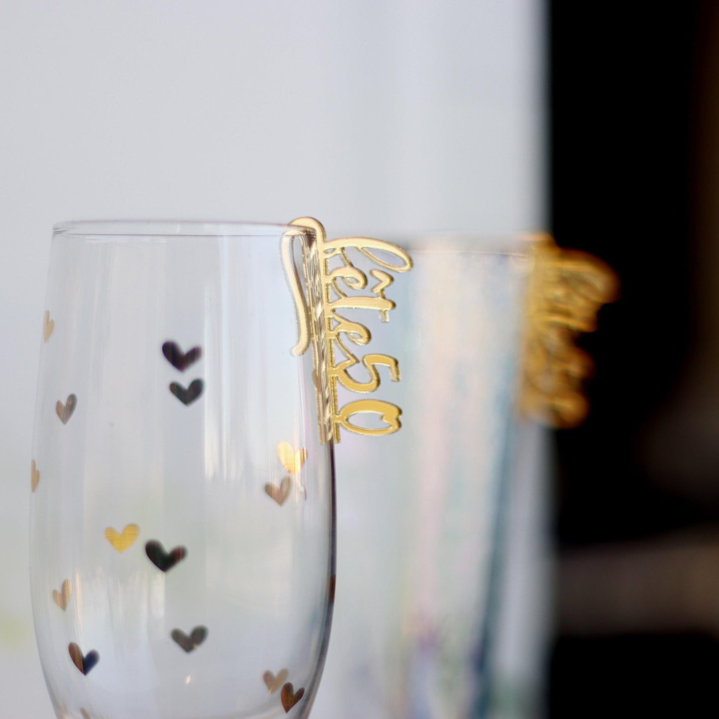 50th Birthday Wine Charm, Gold Drink Marker, Fête50 Glass Tag, Personalized Party Favors, Elegant Birthday Celebration,Champagne Flute Charm