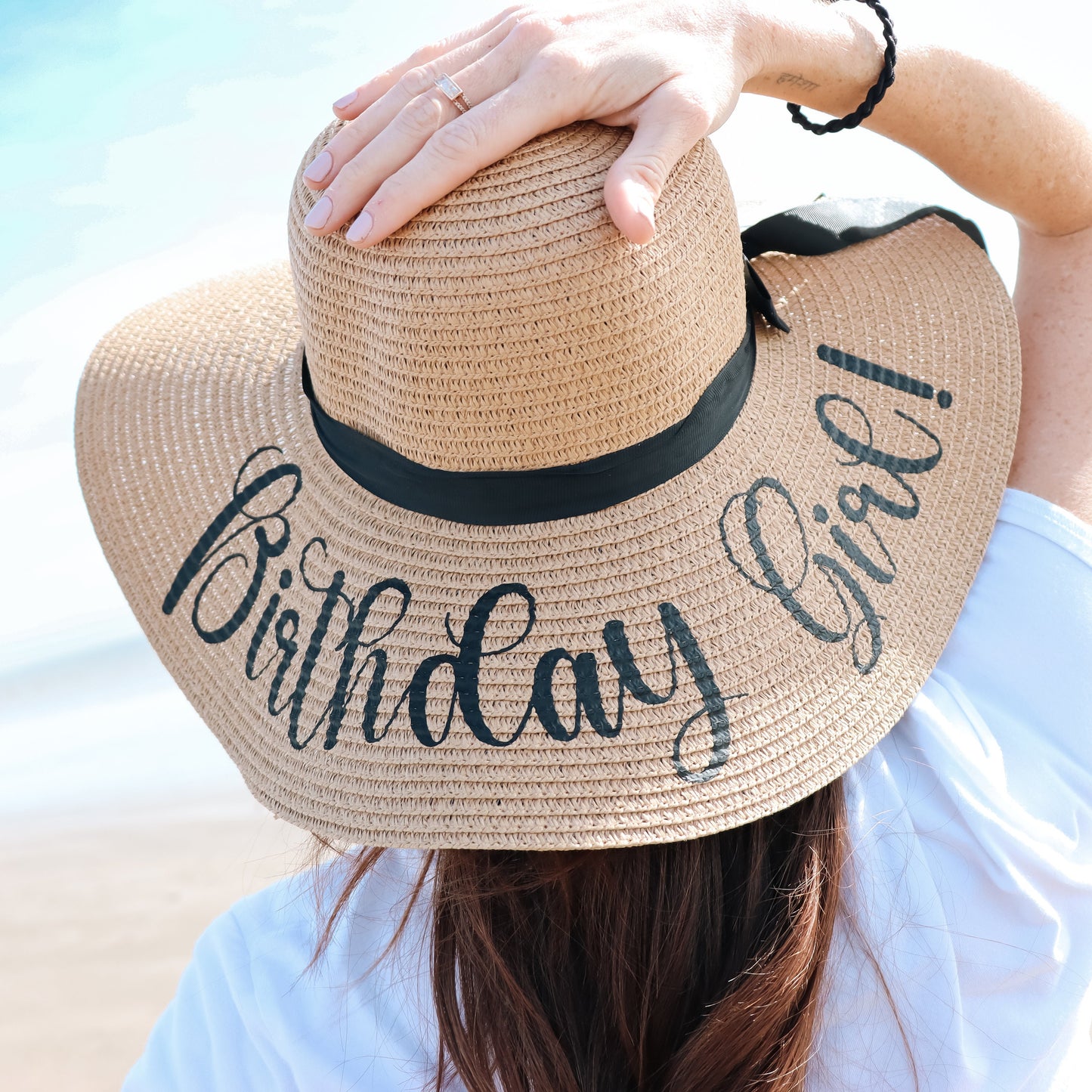 Birthday Girl Floppy Sun Hat - Special Beach Vacation Straw Hat, Unique Gift for Women, Tropical Getaway Party Accessory, One Size Fits All
