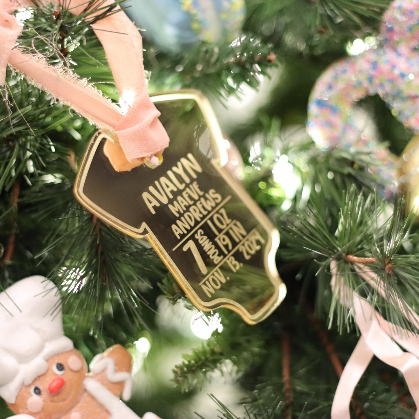 Baby’s First Christmas Acrylic Ornament, Custom Birth Stats, First Baby Keepsake, Birth Announcement Gift, New Baby Gift for New Parents