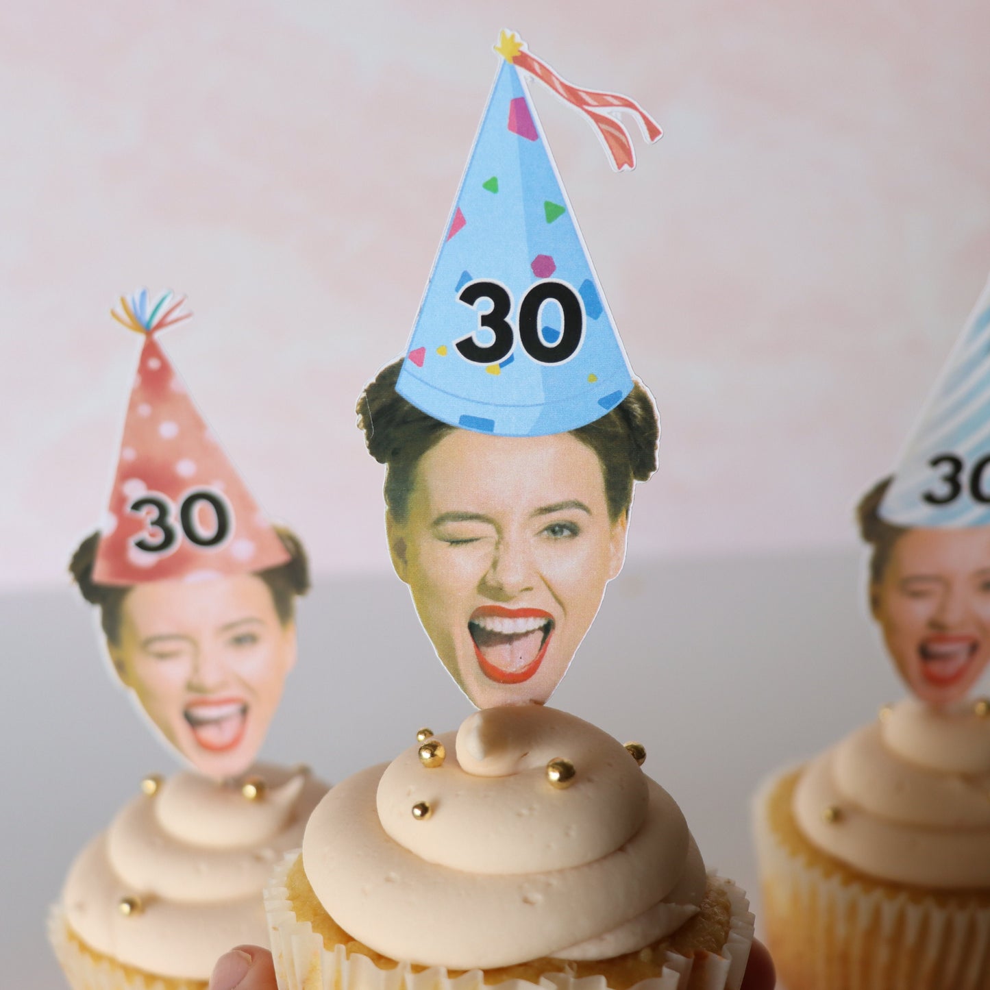 Custom Photo Face Cupcake Toppers for 30th Birthday, Personalized Birthday Party Decoration, Gift for Him or Her, Milestone Birthday