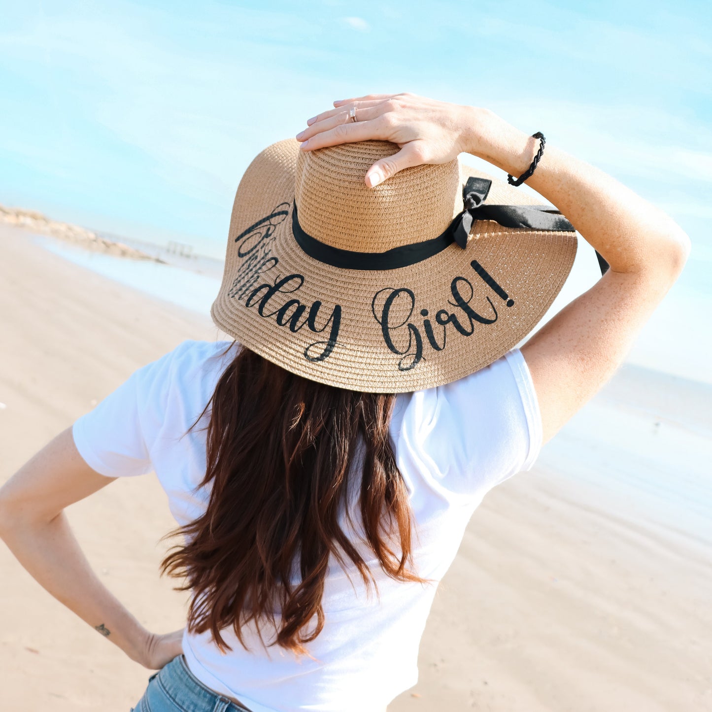 Birthday Girl Floppy Sun Hat - Special Beach Vacation Straw Hat, Unique Gift for Women, Tropical Getaway Party Accessory, One Size Fits All