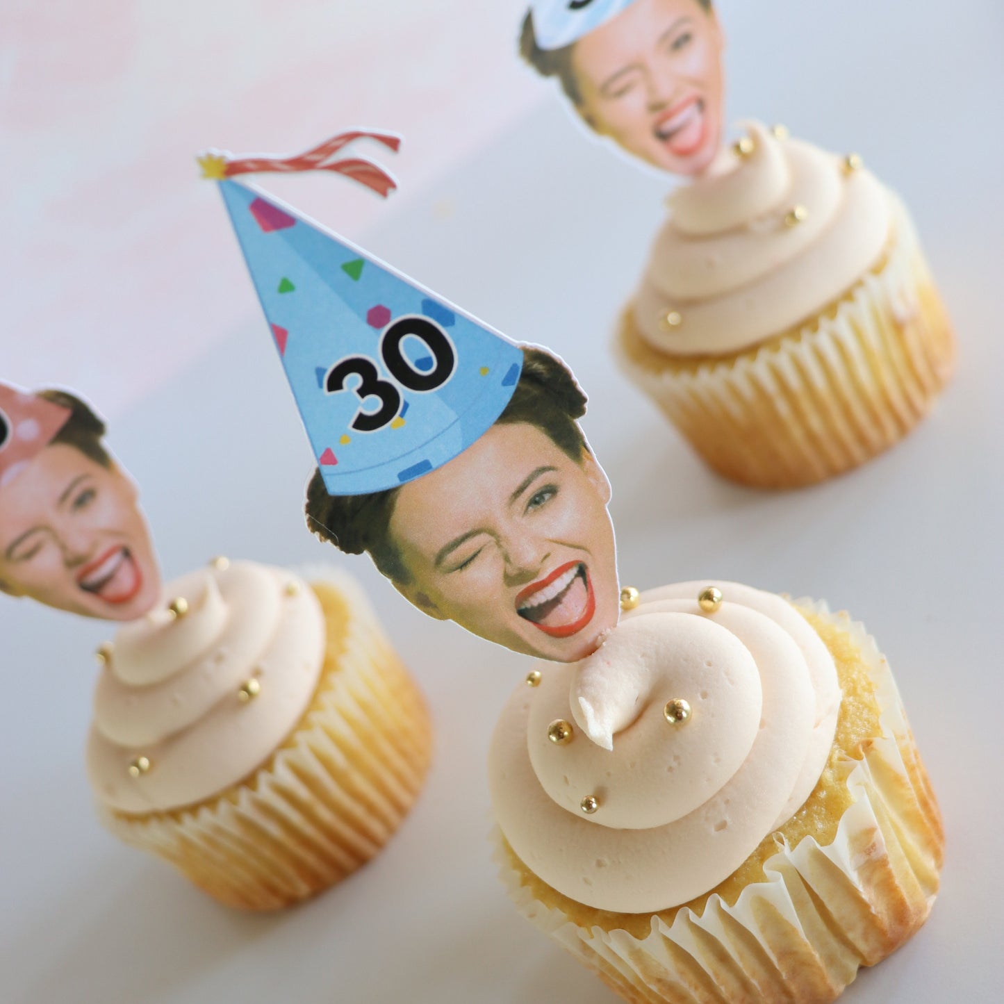 Custom Photo Face Cupcake Toppers for 30th Birthday, Personalized Birthday Party Decoration, Gift for Him or Her, Milestone Birthday