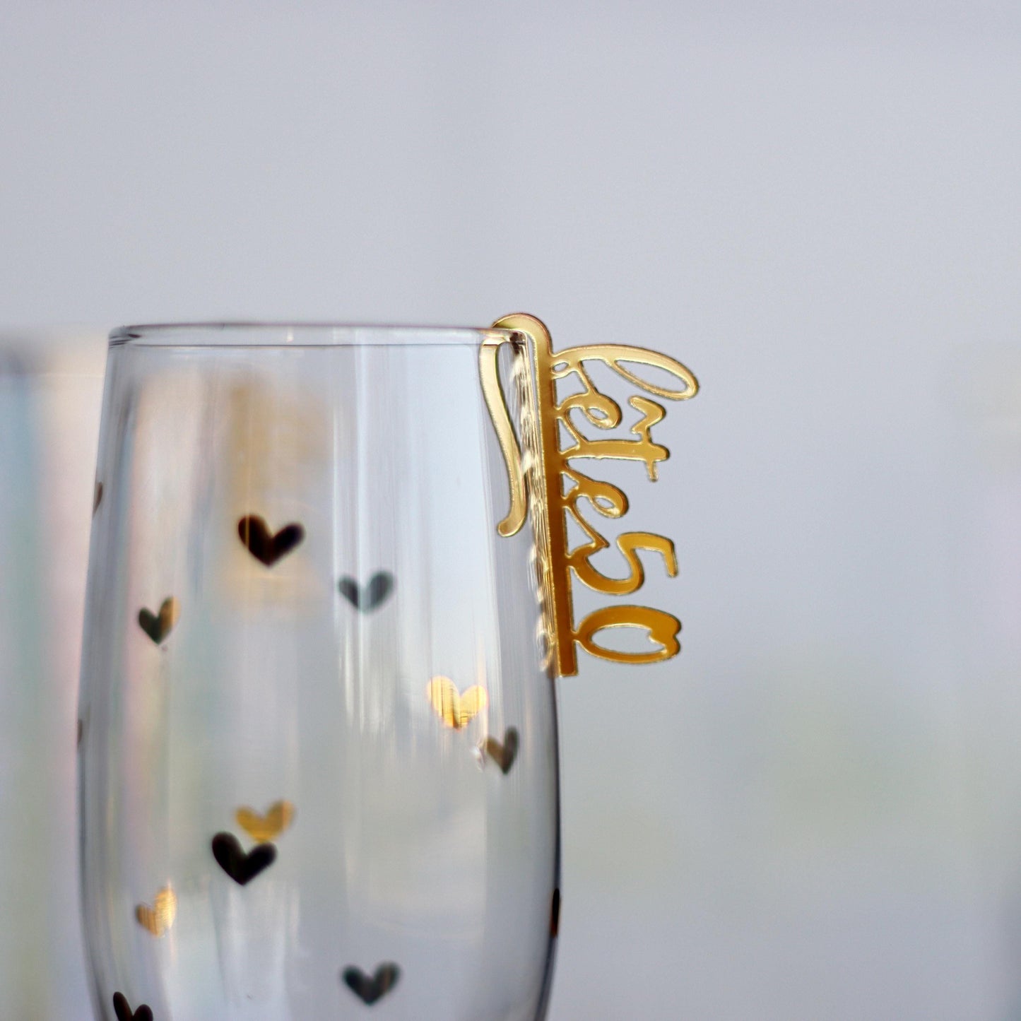 50th Birthday Wine Charm, Gold Drink Marker, Fête50 Glass Tag, Personalized Party Favors, Elegant Birthday Celebration,Champagne Flute Charm