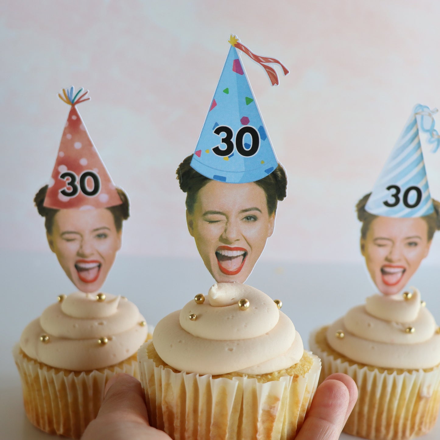 Custom Photo Face Cupcake Toppers for 30th Birthday, Personalized Birthday Party Decoration, Gift for Him or Her, Milestone Birthday