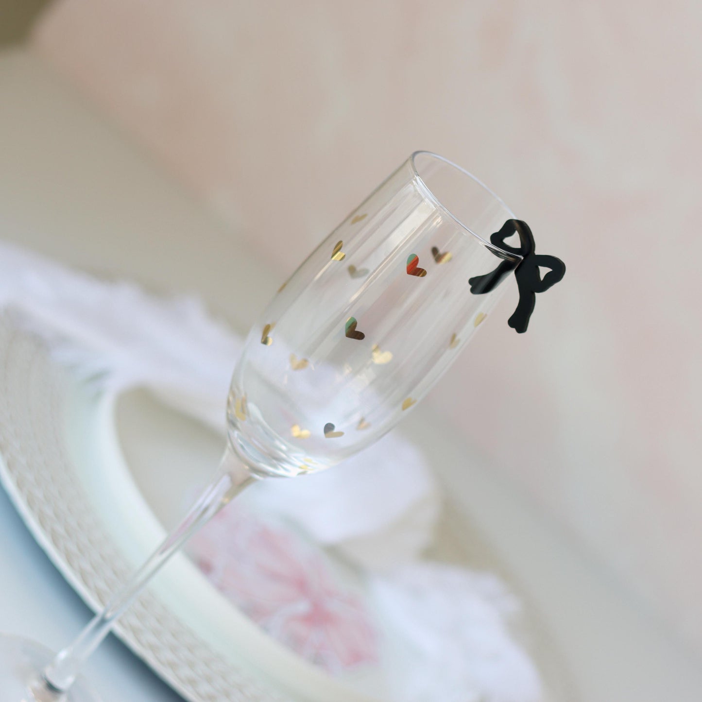 Bow Drink Tag, Bow Drink Marker, Coquette Bow Bridal Shower Decorations, Acrylic Wine Glass Charms for Modern Table Decor