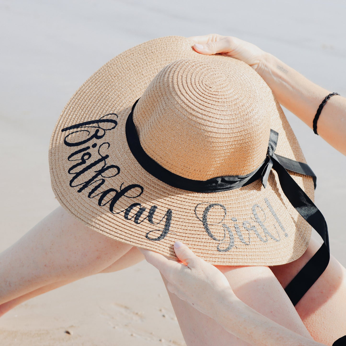 Birthday Girl Floppy Sun Hat - Special Beach Vacation Straw Hat, Unique Gift for Women, Tropical Getaway Party Accessory, One Size Fits All