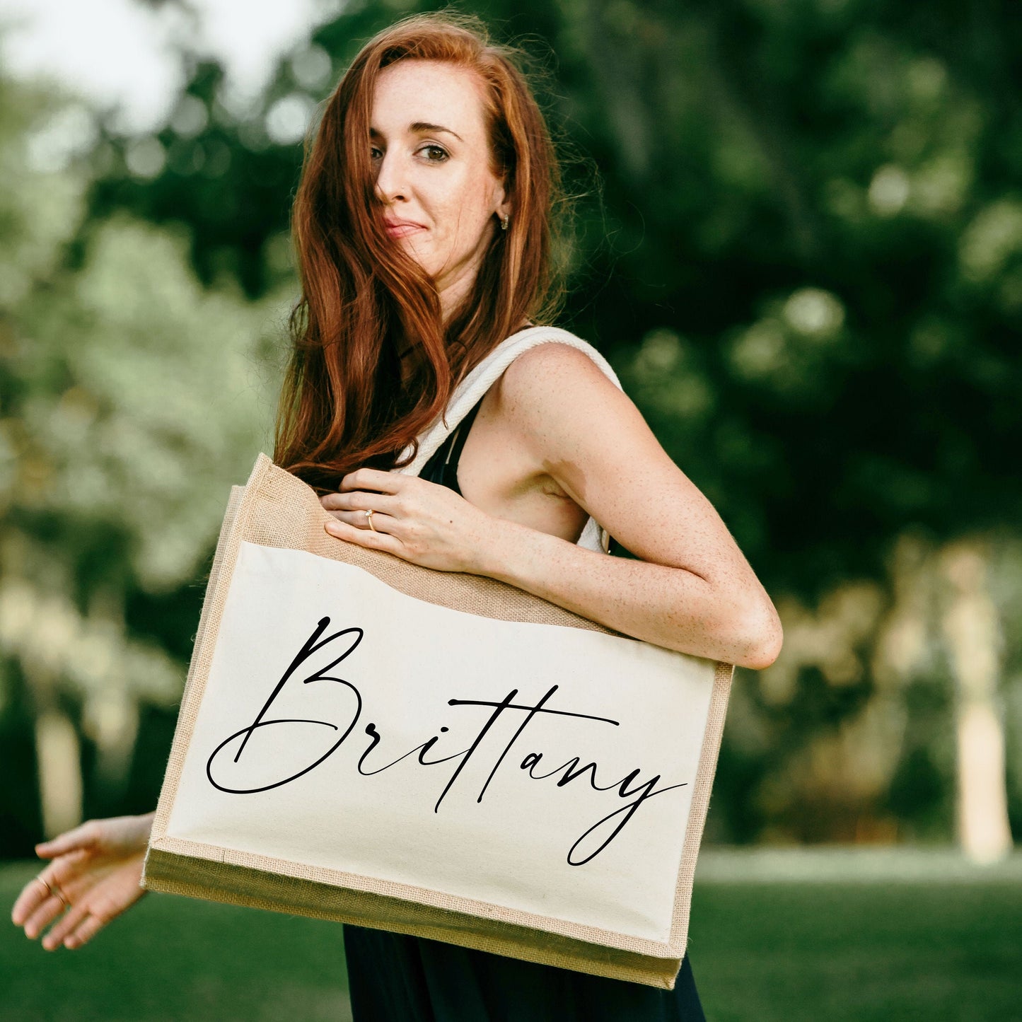 Personalized Name Tote Bag, Custom Bridesmaid Tote, Bridal Party Bag, Zippered Tote Bag, Beach Wedding Totes, Welcome Tote Bag