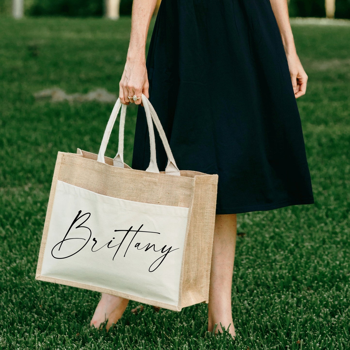 Personalized Name Tote Bag, Custom Bridesmaid Tote, Bridal Party Bag, Zippered Tote Bag, Beach Wedding Totes, Welcome Tote Bag