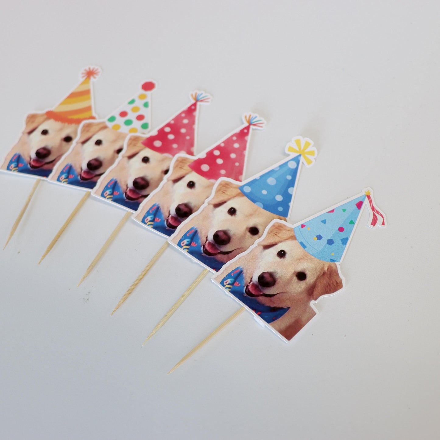 Custom Dog Birthday Cupcake Toppers, Personalized Pet Photo Toppers for Puppy Parties, Face Photo Toppers for Pet Birthdays