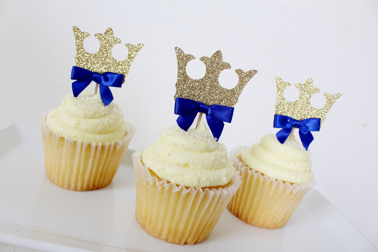 Royal Prince Crown Baby Shower Cupcake Toppers Decor