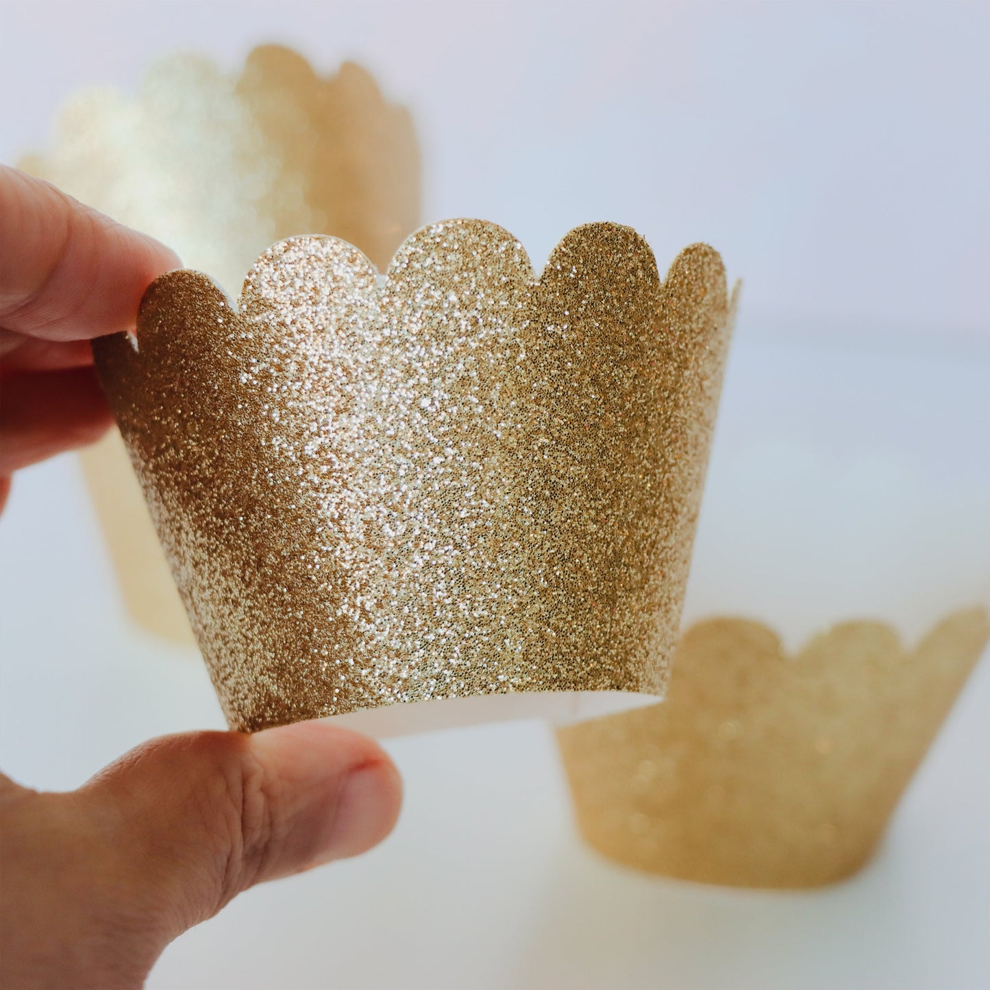 Gold Cupcake Wrappers, Glitter Cupcake Holders, Wedding Cupcake Wrappers