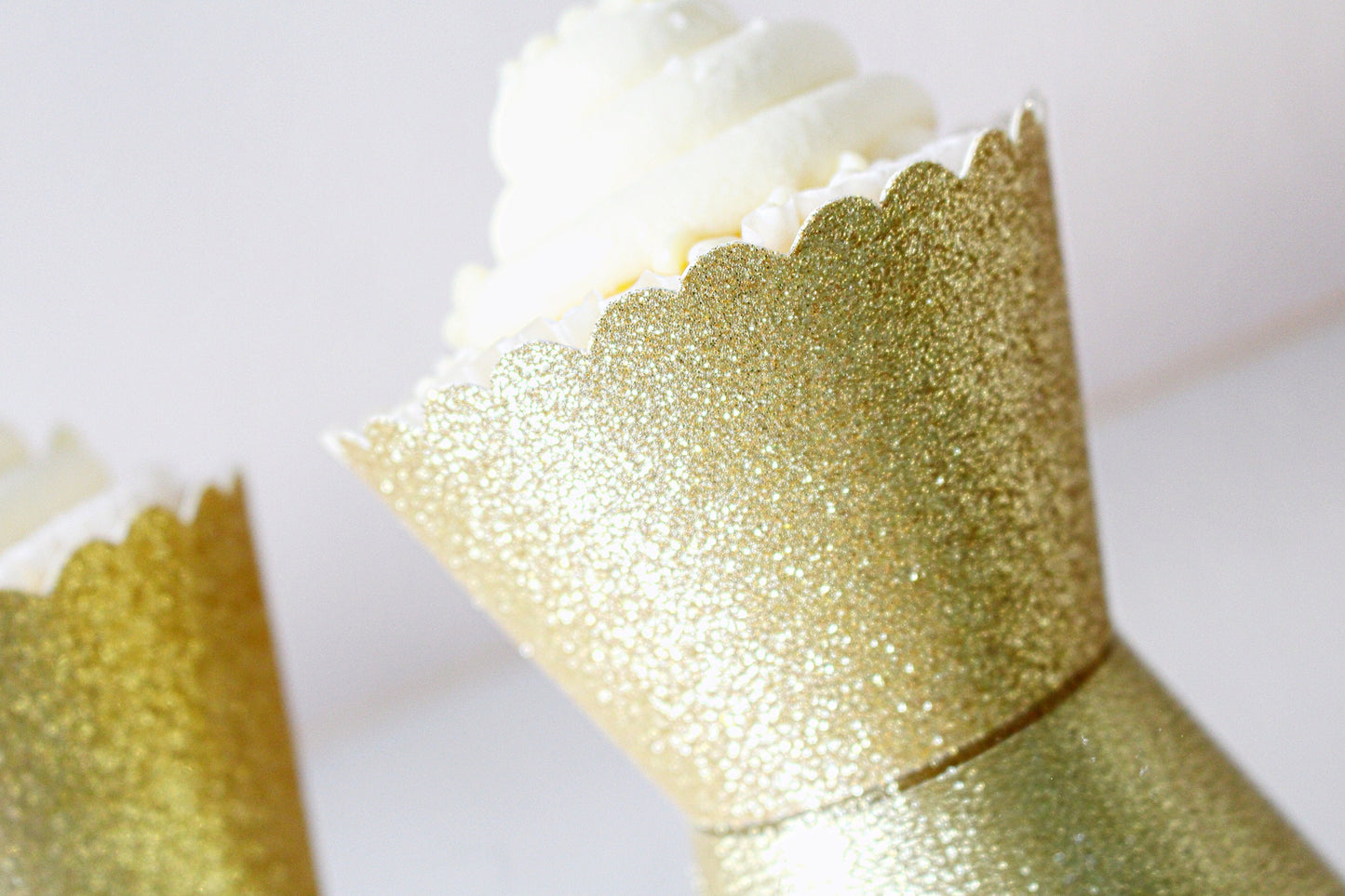 Gold Cupcake Wrappers, Glitter Cupcake Holders, Wedding Cupcake Wrappers