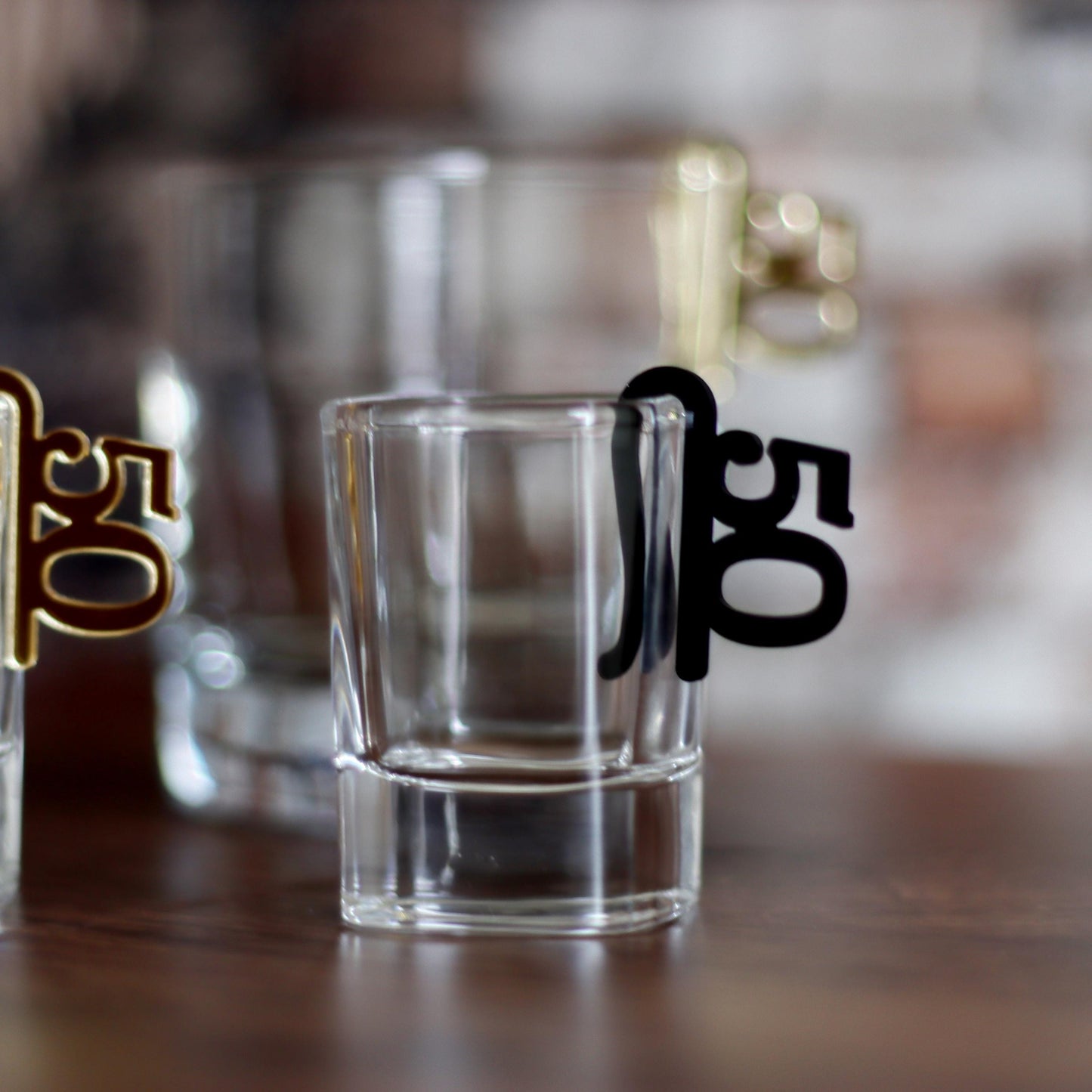 50th Birthday Decorations Elegant Wine and Shot Glass Charms, Drink Markers for Parties, Wine Glass Tags for 50th Birthday Celebrations