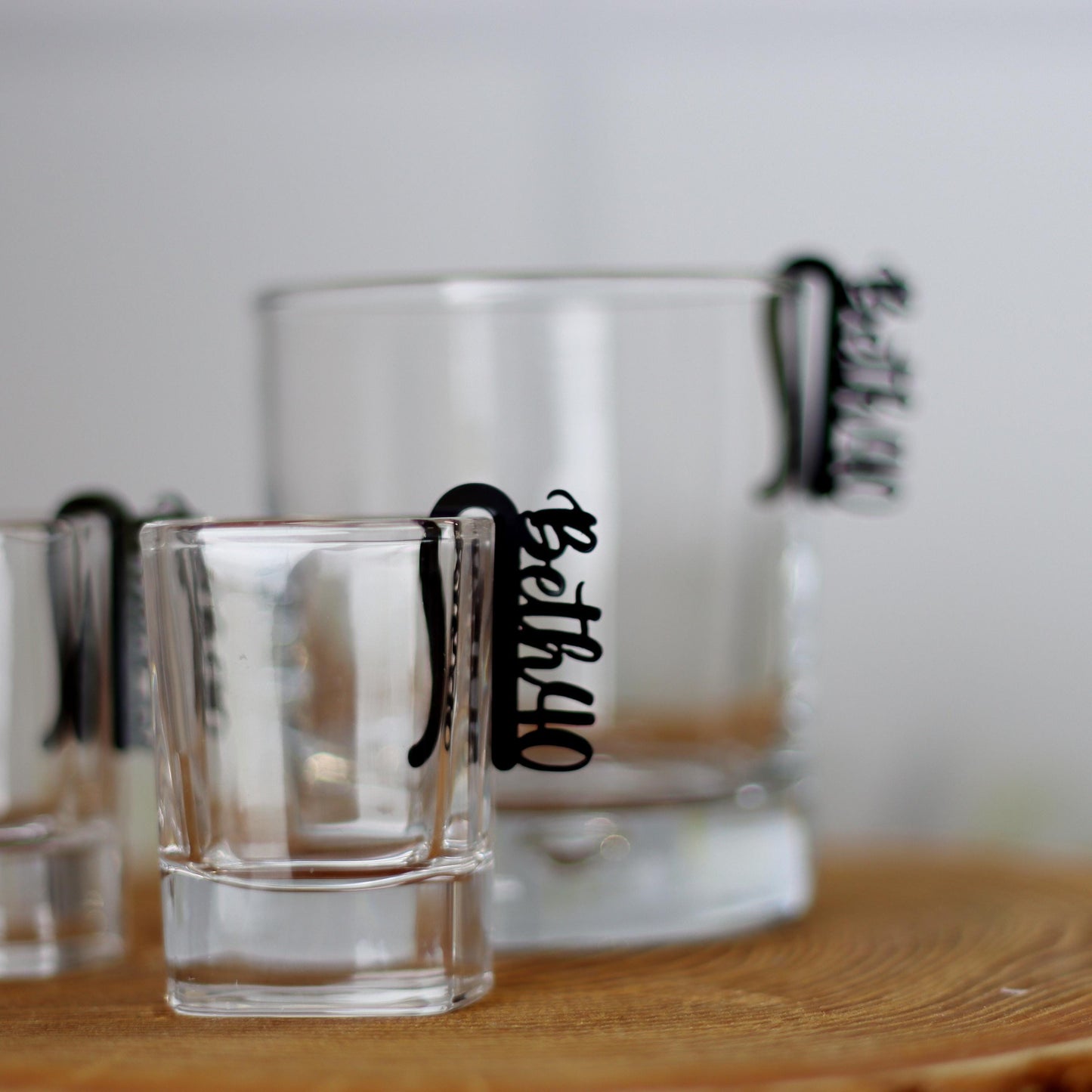 Personalized Drink Tags, Custom Whiskey, Shot, and Wine Glass Markers, Any Age Birthday Decorations, Acrylic Table Accents