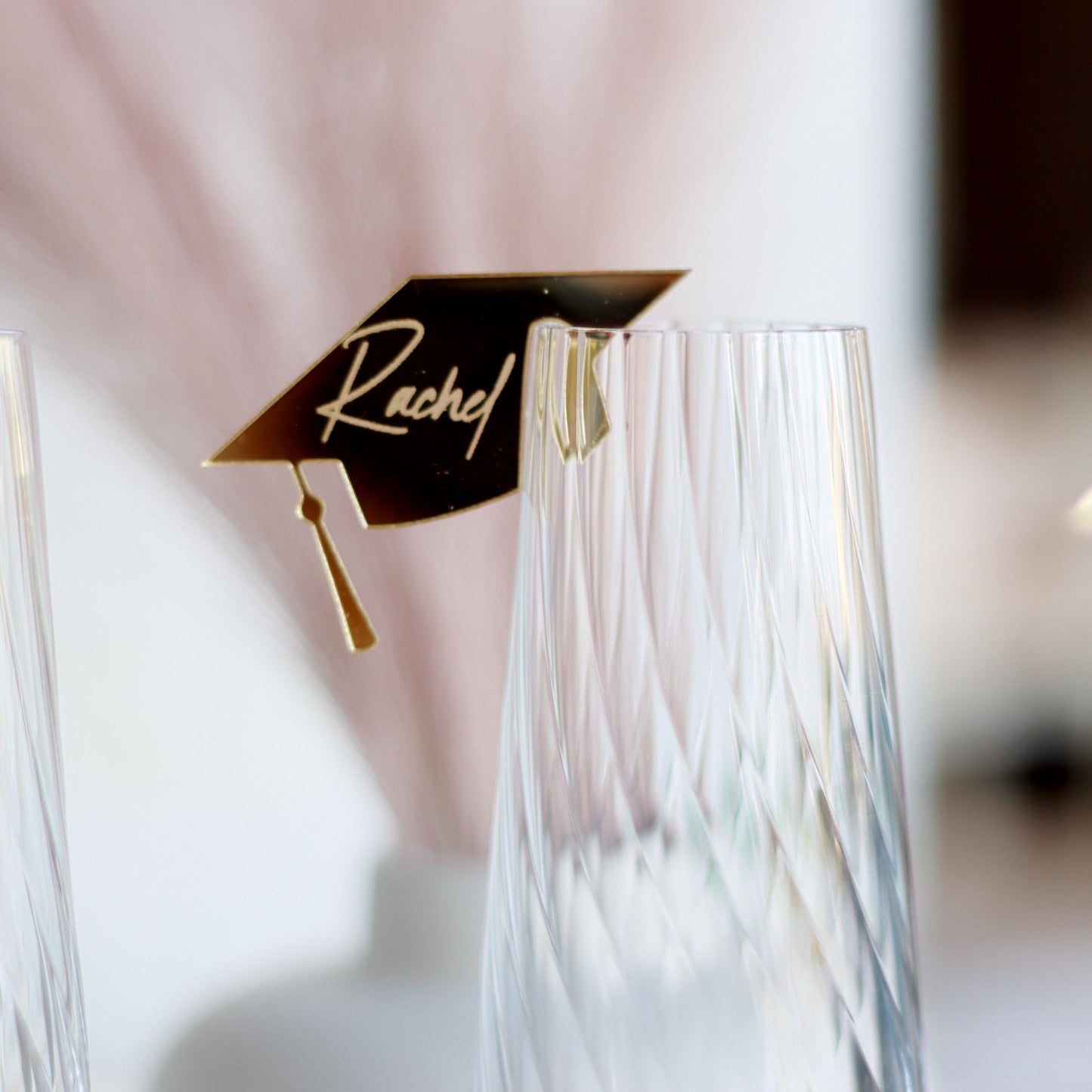 Custom Acrylic Graduation Drink Charms, Personalized Mirrored Glass Name Tags, Graduation Party Favors, Graduation Party Place Cards