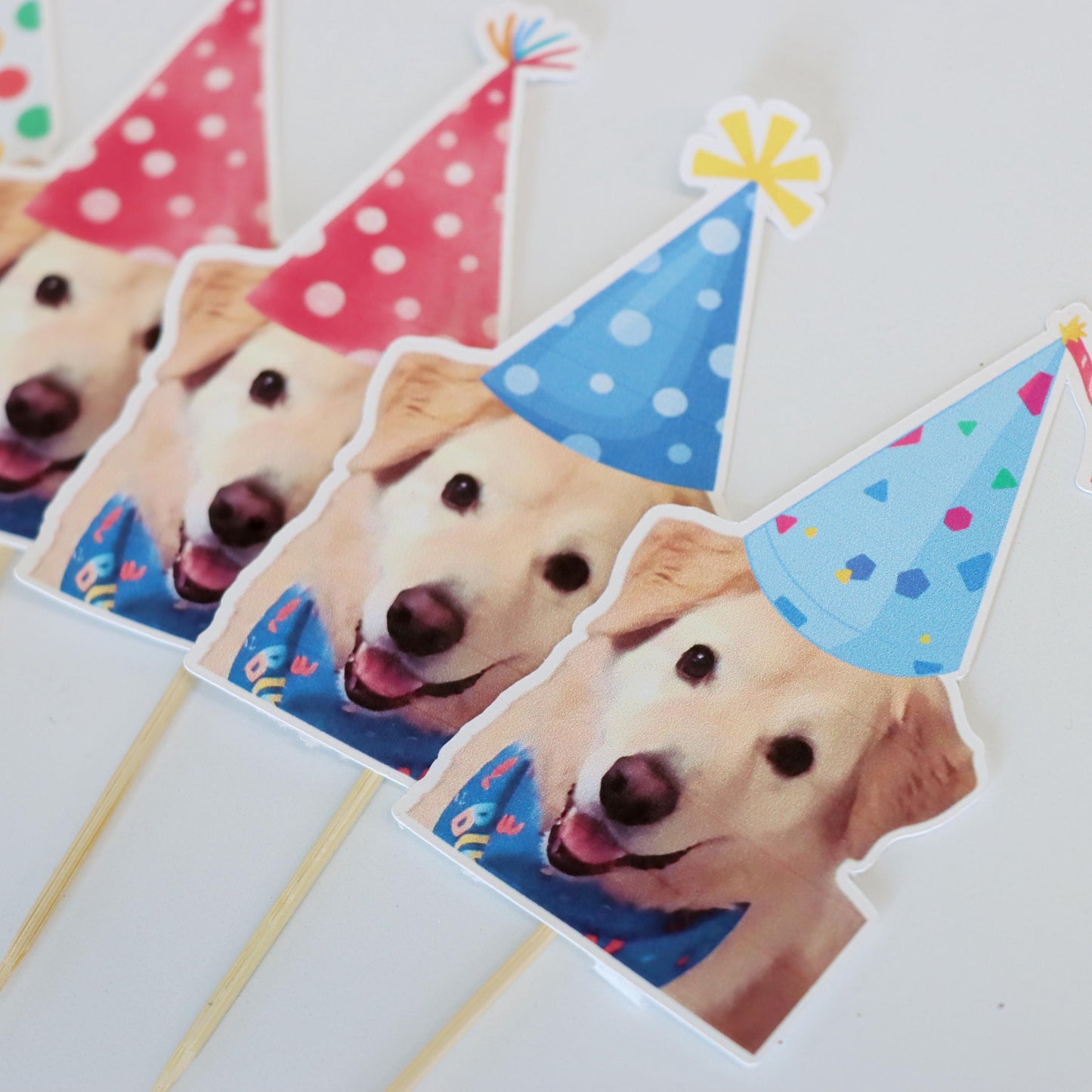 Custom Dog Birthday Cupcake Toppers, Personalized Pet Photo Toppers for Puppy Parties, Face Photo Toppers for Pet Birthdays