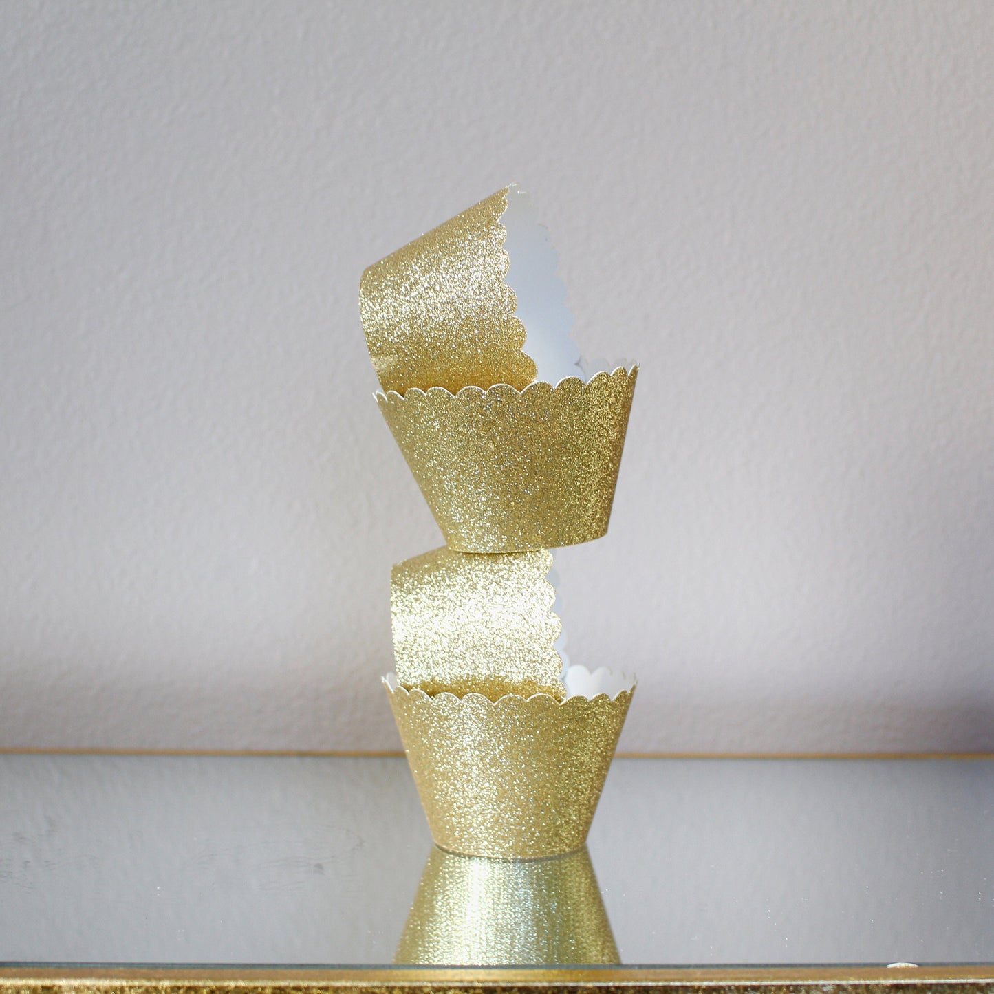 Gold Cupcake Wrappers, Glitter Cupcake Holders, Wedding Cupcake Wrappers
