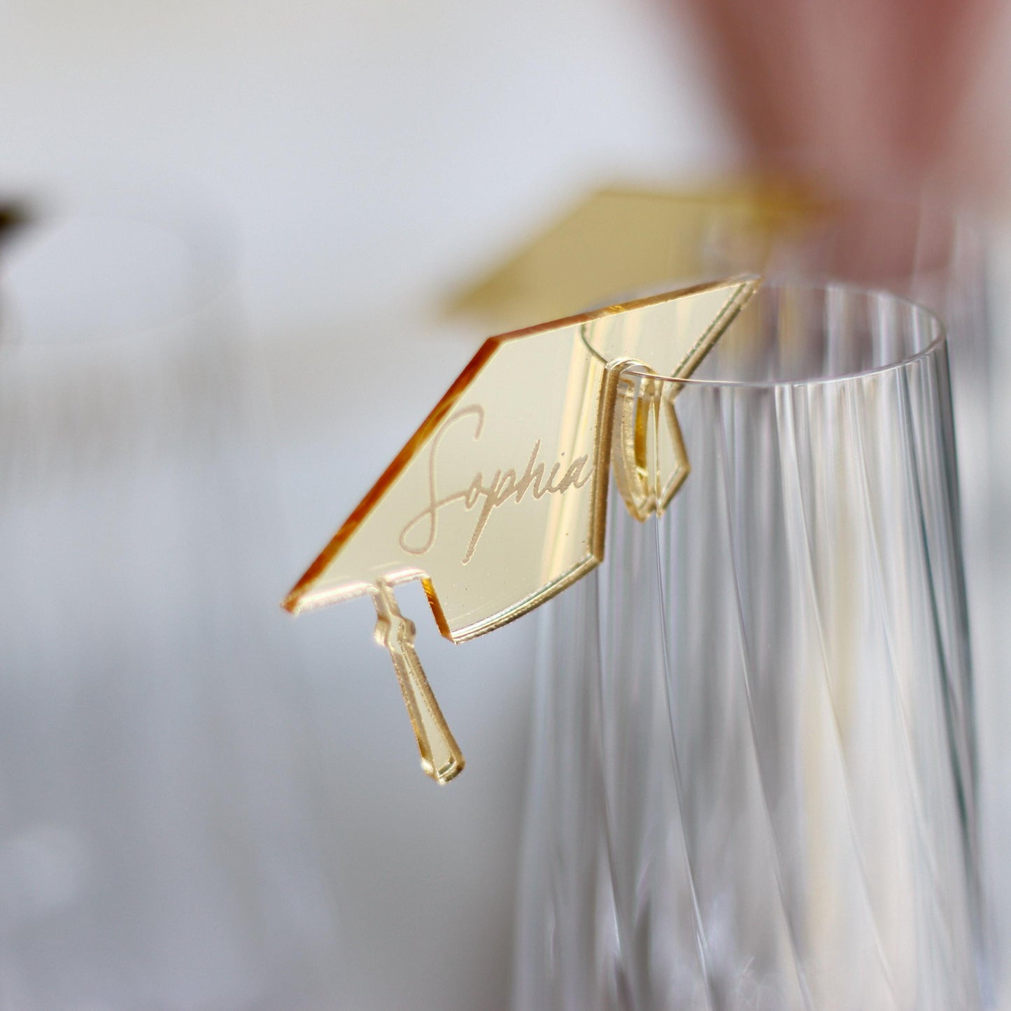 Custom Acrylic Graduation Drink Charms, Personalized Mirrored Glass Name Tags, Graduation Party Favors, Graduation Party Place Cards