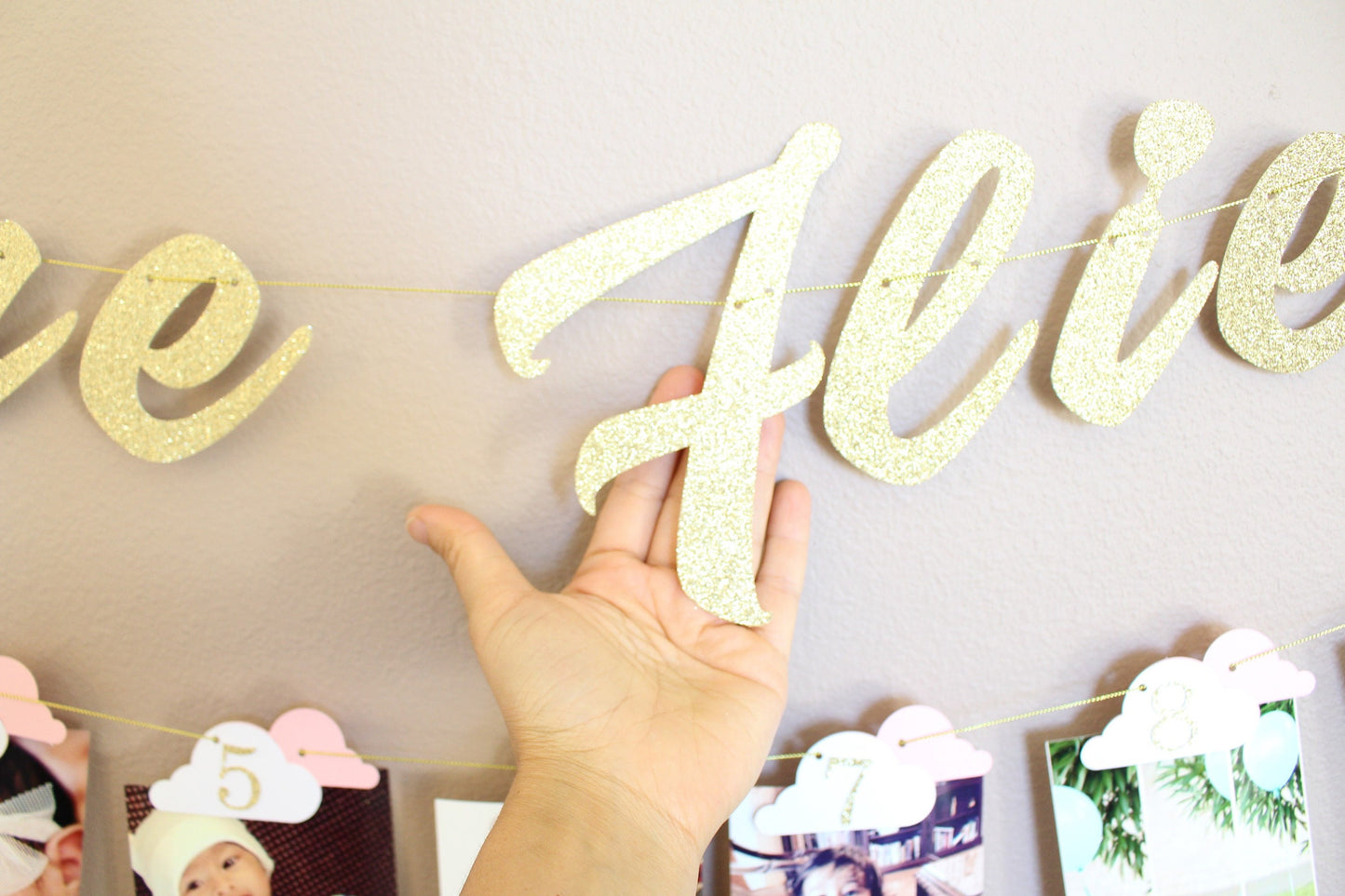 Time Flies 1st Birthday Banner – Customizable Hot Air Balloon Photo Garland – Unique Milestone Party Decoration