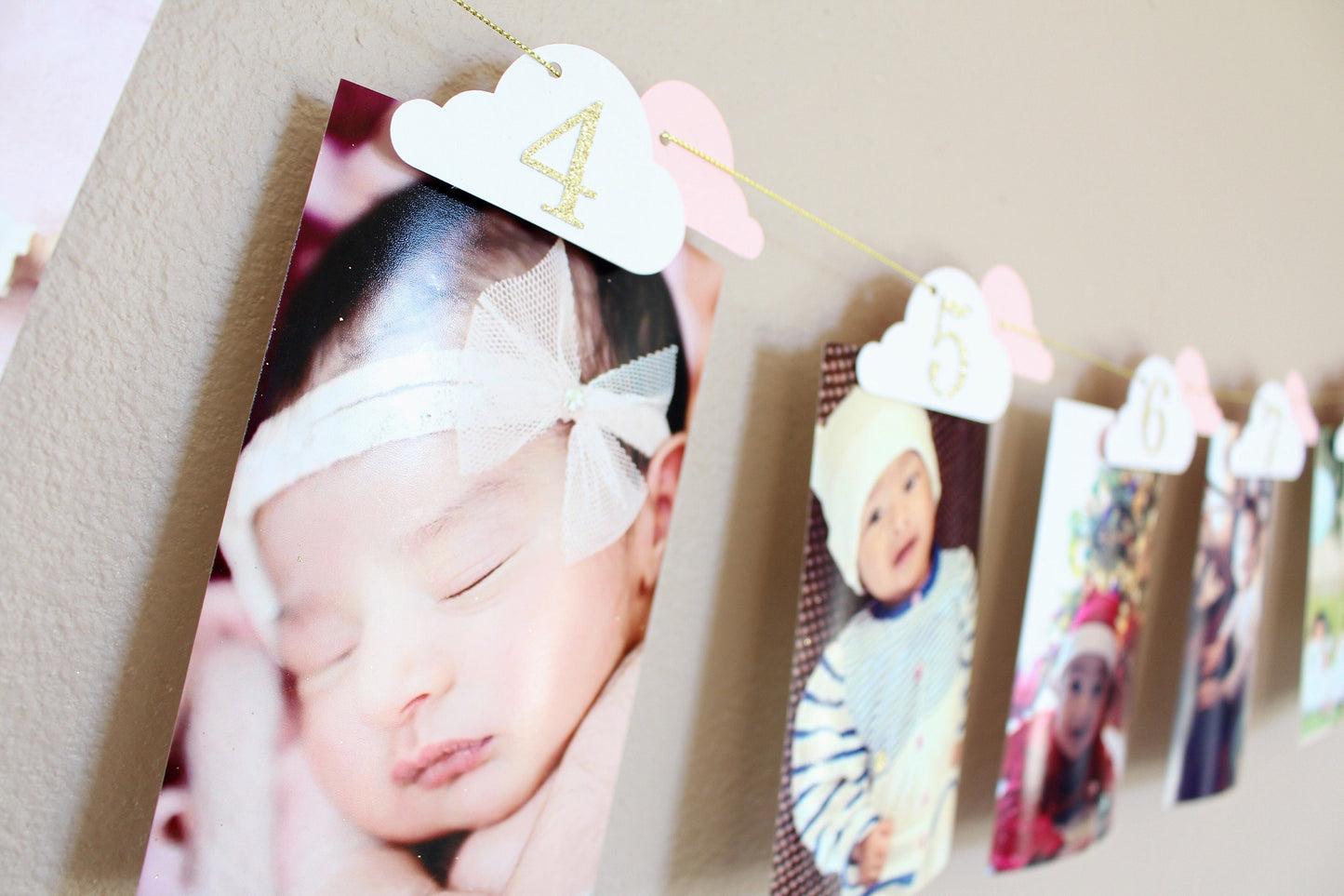 Time Flies 1st Birthday Banner – Customizable Hot Air Balloon Photo Garland – Unique Milestone Party Decoration