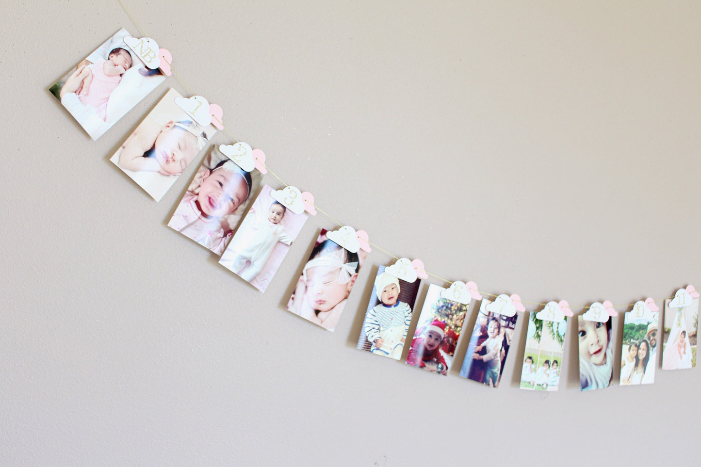 Time Flies 1st Birthday Banner – Customizable Hot Air Balloon Photo Garland – Unique Milestone Party Decoration