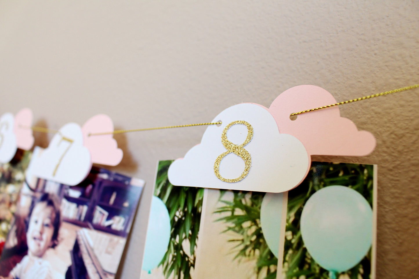 Time Flies 1st Birthday Banner – Customizable Hot Air Balloon Photo Garland – Unique Milestone Party Decoration