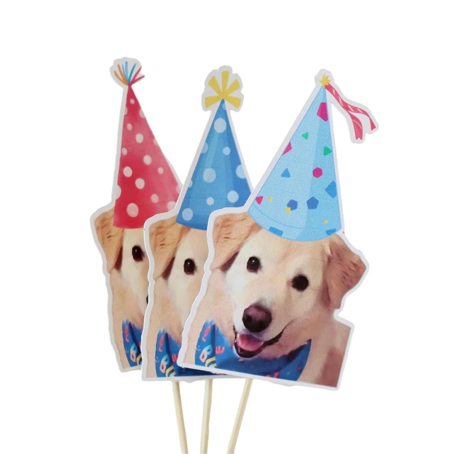 Custom Dog Birthday Cupcake Toppers, Personalized Pet Photo Toppers for Puppy Parties, Face Photo Toppers for Pet Birthdays