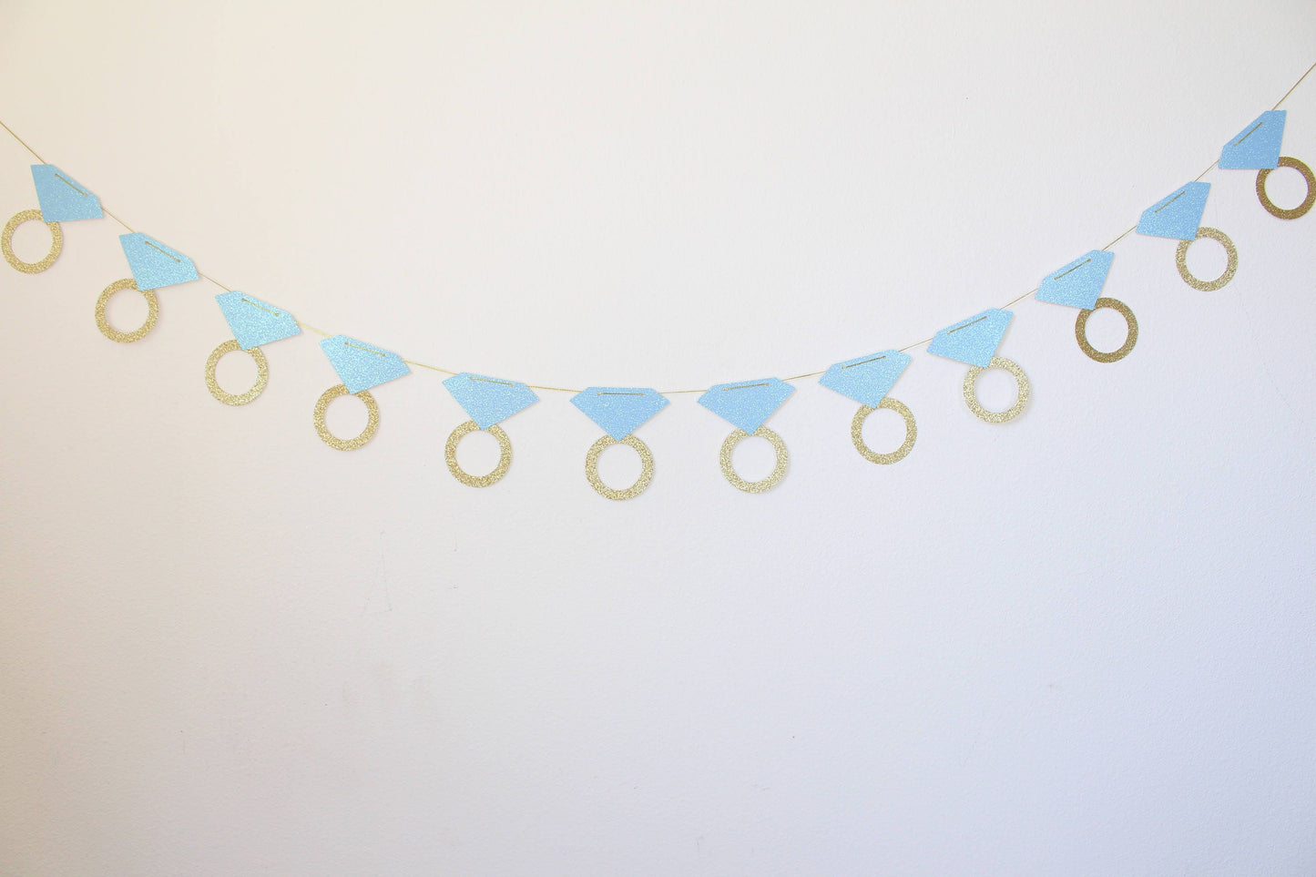 Bachelorette Party Banner, Ring Banner, Light Blue and Gold Wedding Decorations, Photobooth Prop