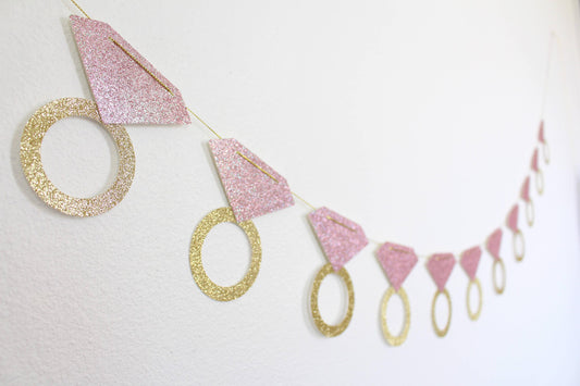 Bridal Shower Banner, Blush and Gold, Bride to Be, Ring Banner, Set of 10 rings