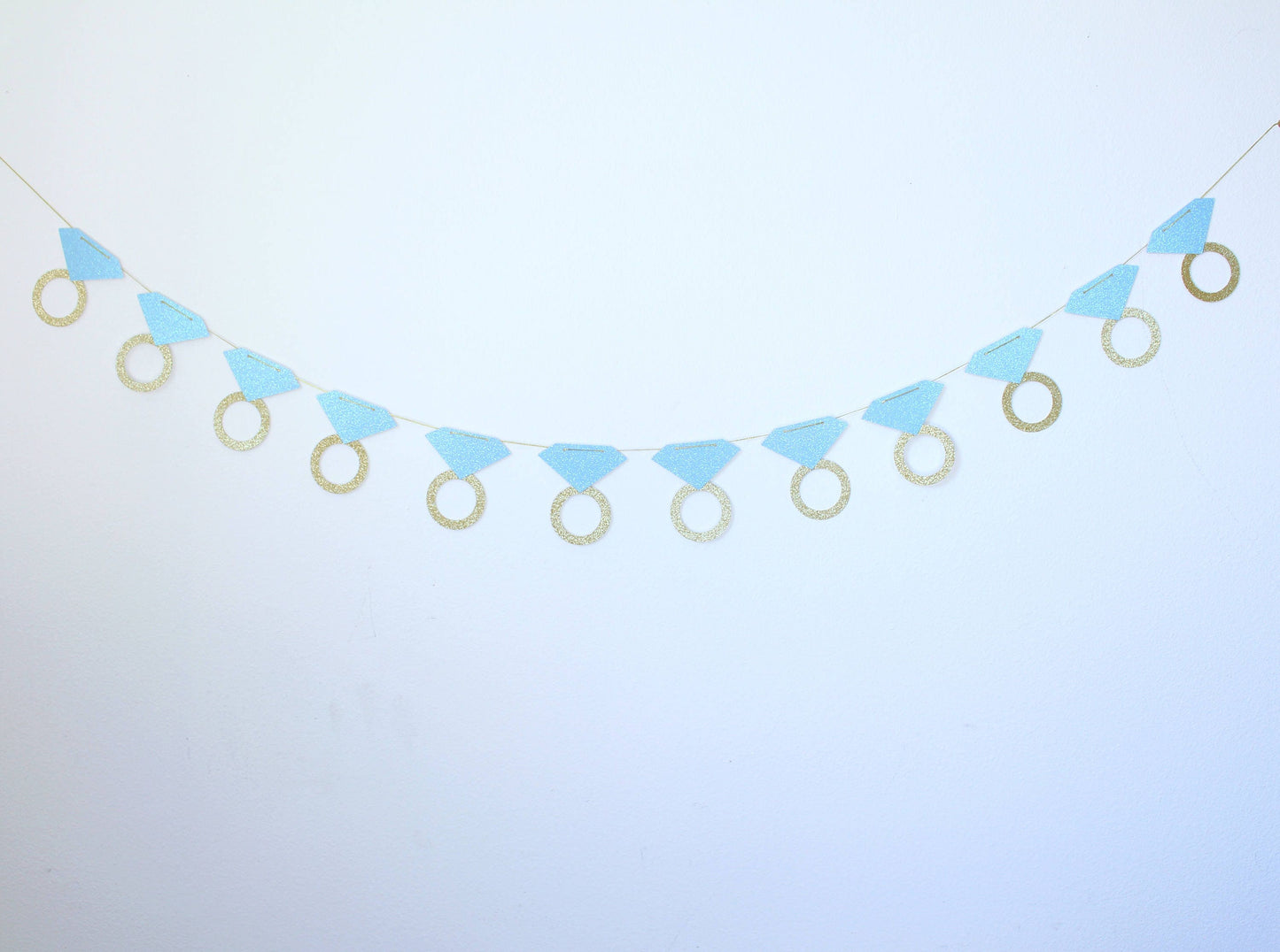 Bachelorette Party Banner, Ring Banner, Light Blue and Gold Wedding Decorations, Photobooth Prop