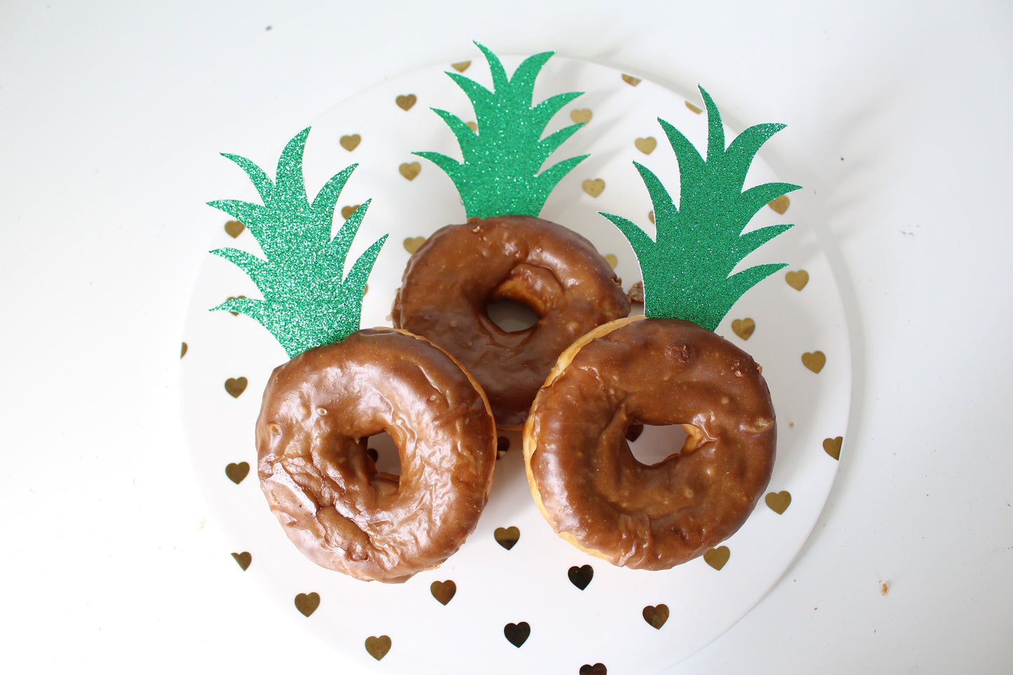Pineapple Donut Topper-Pineapple Cupcake Toppers -Pineapple Party - Pineapple Decorations -Luau Bridal Shower -Aloha Bride Shower SET OF 12