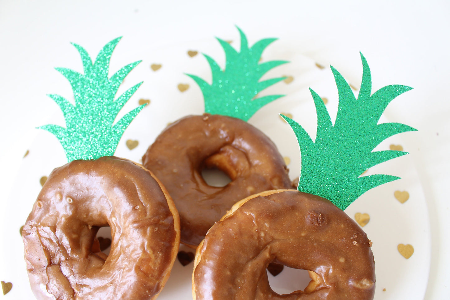 Pineapple Donut Topper-Pineapple Cupcake Toppers -Pineapple Party - Pineapple Decorations -Luau Bridal Shower -Aloha Bride Shower SET OF 12