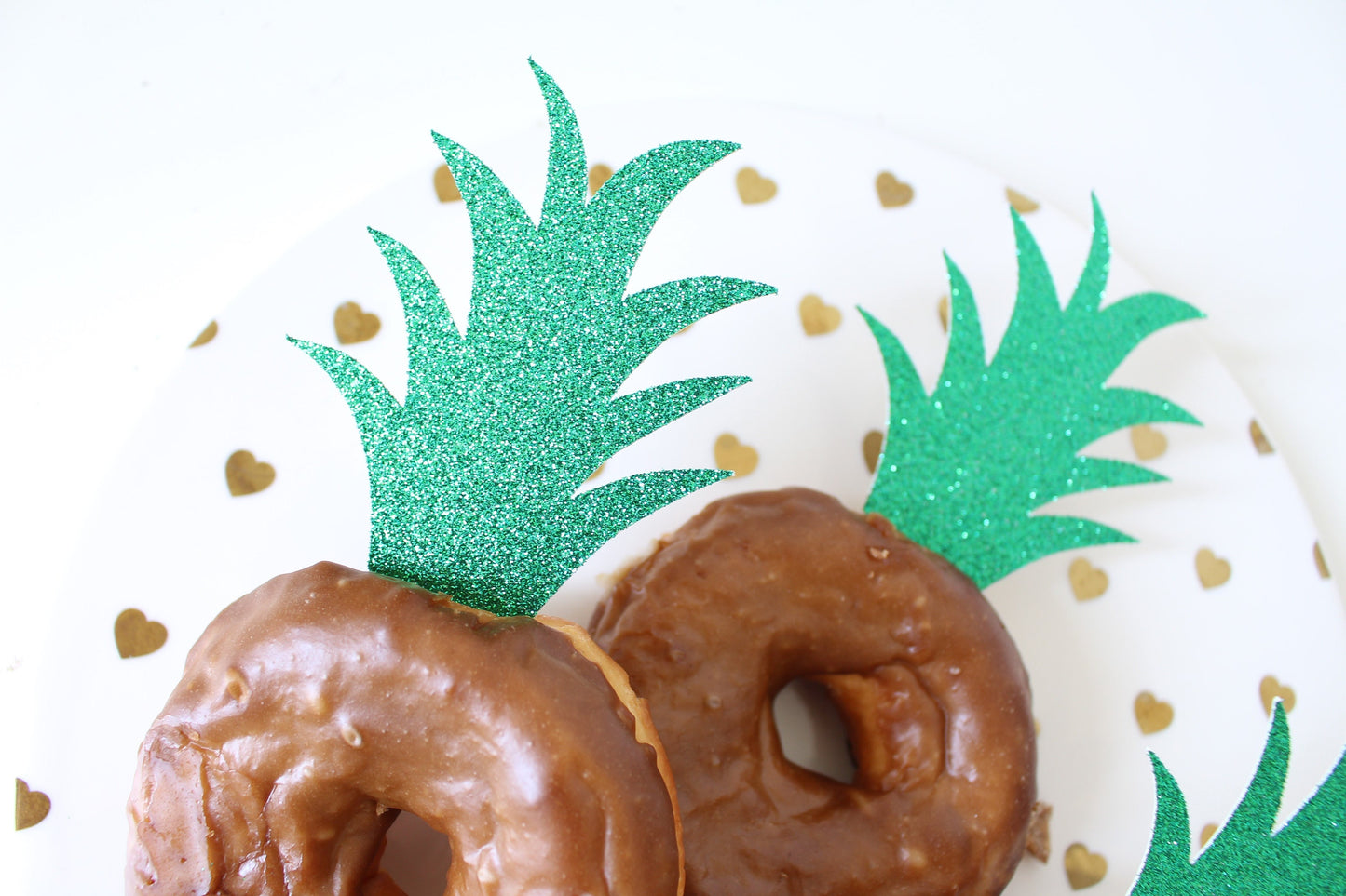 Pineapple Donut Topper-Pineapple Cupcake Toppers -Pineapple Party - Pineapple Decorations -Luau Bridal Shower -Aloha Bride Shower SET OF 12