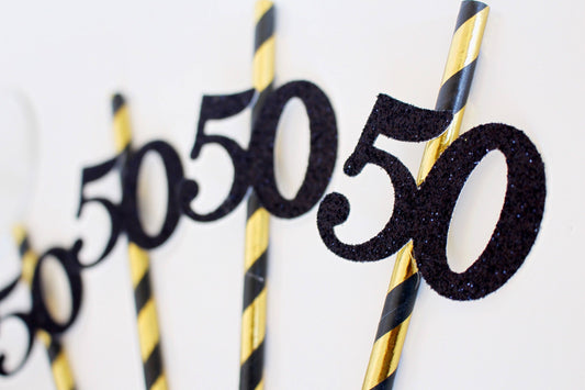 Cheers to 50 Years - 50th Birthday Party Straws - Elegant Fiftieth Decor - Perfect Gift for Women