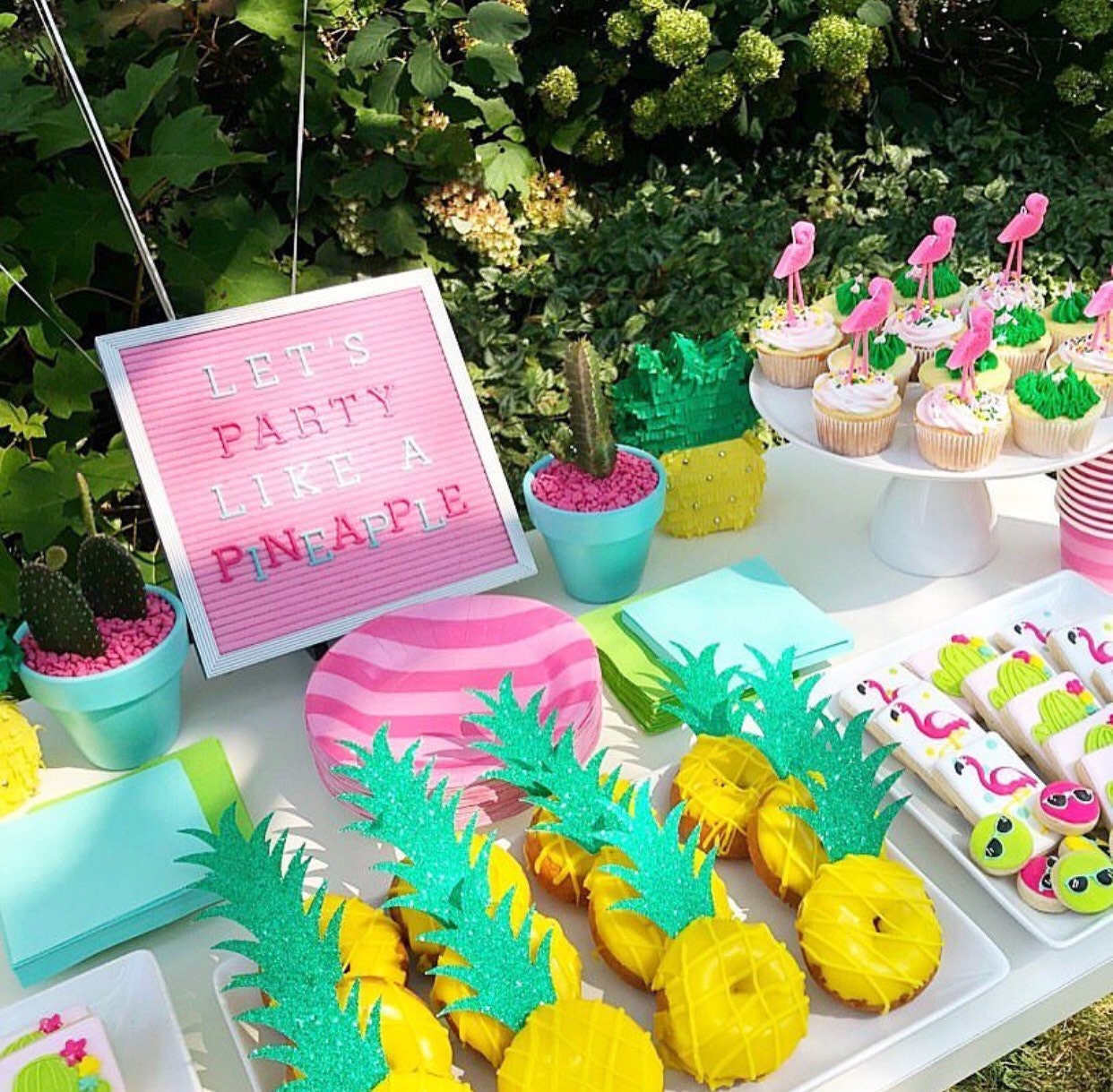 Pineapple Donut Topper-Pineapple Cupcake Toppers -Pineapple Party - Pineapple Decorations -Luau Bridal Shower -Aloha Bride Shower SET OF 12