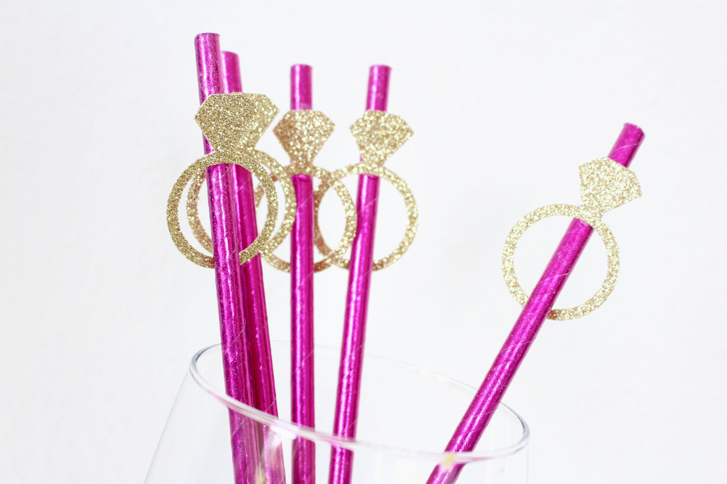 Bridal Shower Decorations, Engagement Ring Party Straws, Engagement Decor, Paper Straws, Bachelorette Party Decorations, Set of 10