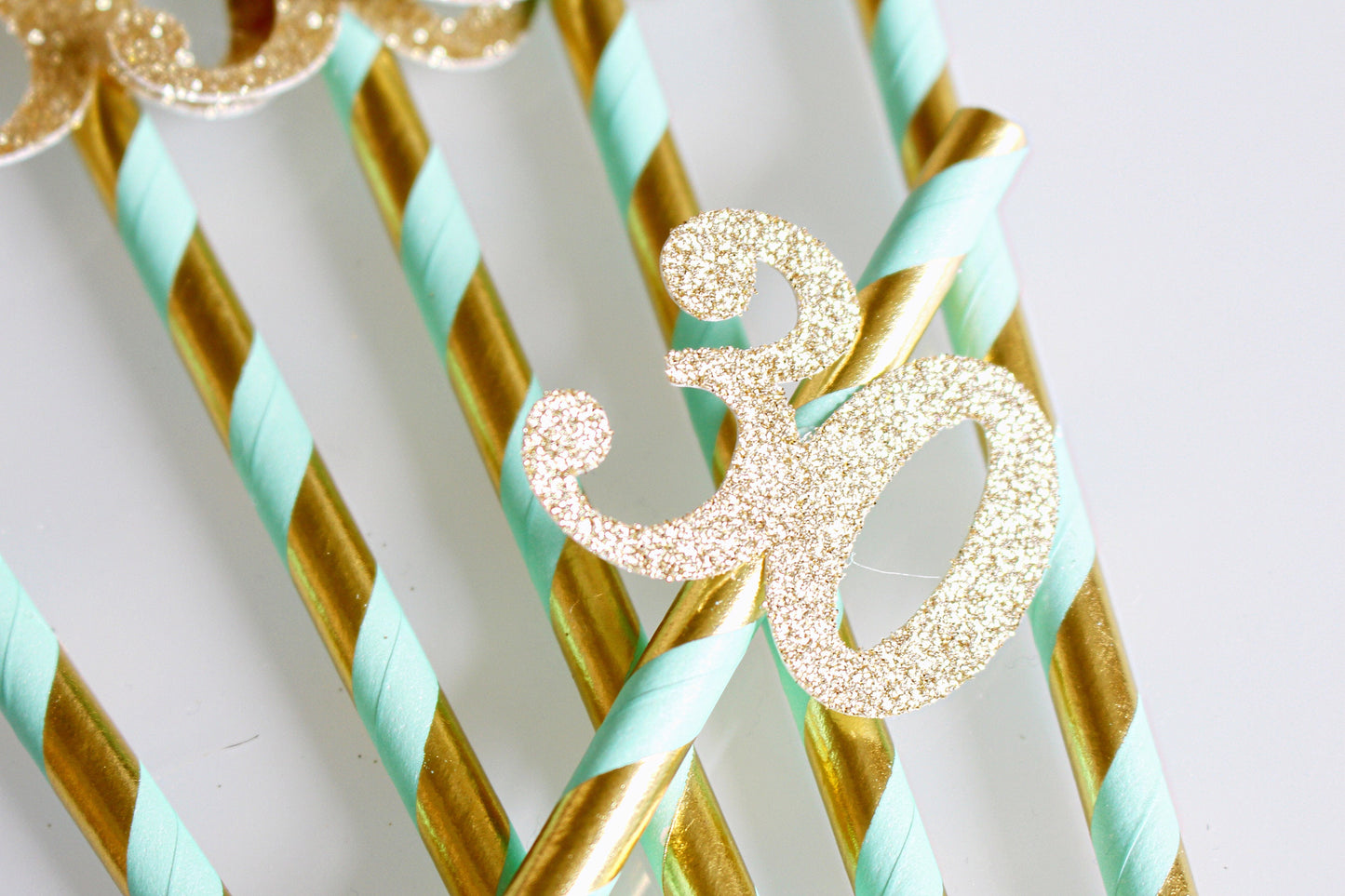 30th Birthday Party Straws - 30th Birthday Party Decorations - Dirty thirty party -30th Birthday for her - Mint and gold 30th Birthday Decor