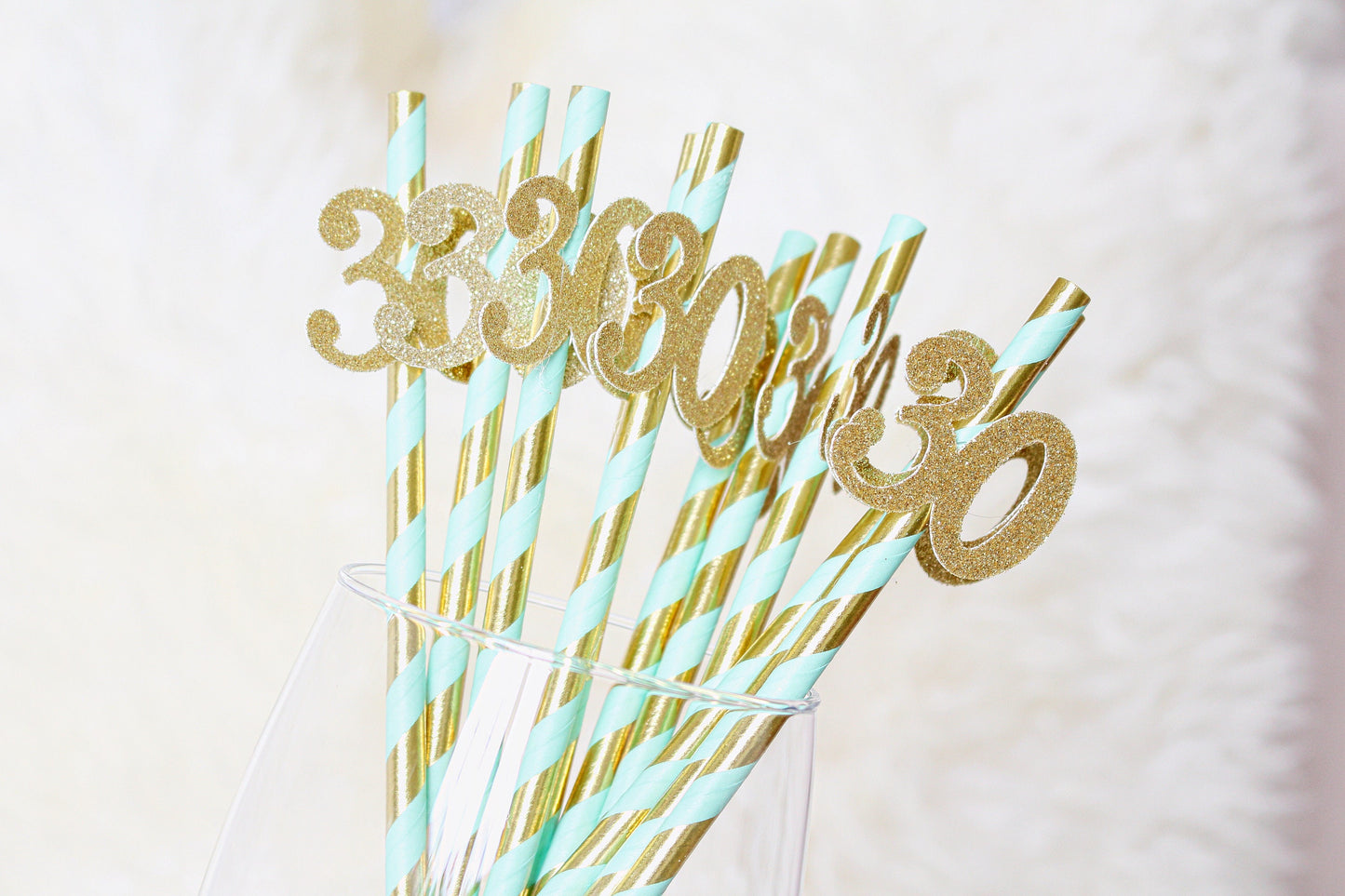 30th Birthday Party Straws - 30th Birthday Party Decorations - Dirty thirty party -30th Birthday for her - Mint and gold 30th Birthday Decor