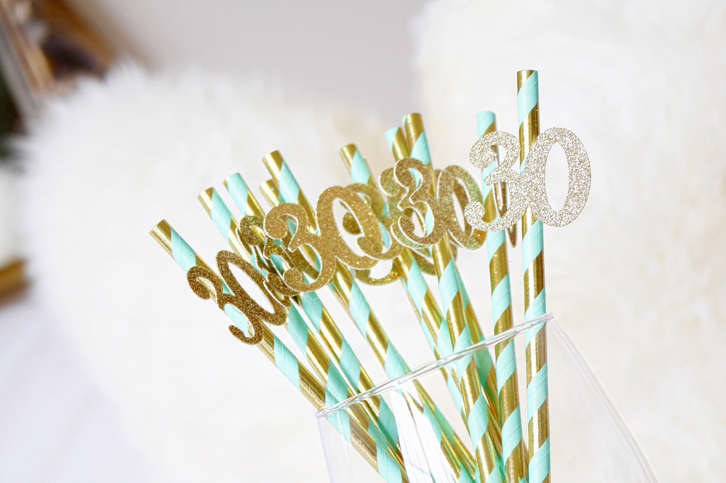 30th Birthday Party Straws - 30th Birthday Party Decorations - Dirty thirty party -30th Birthday for her - Mint and gold 30th Birthday Decor