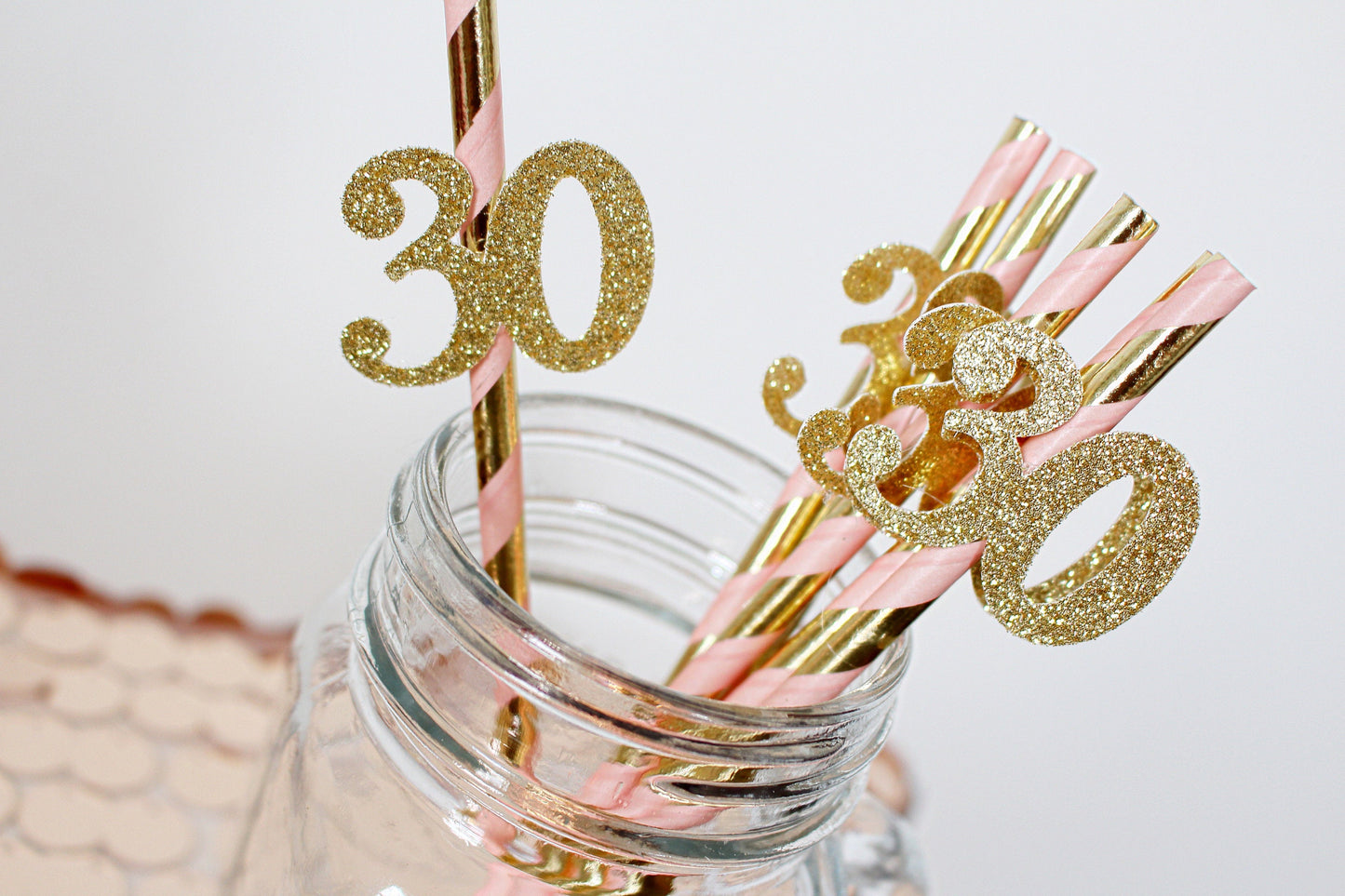 30th Birthday Party Straws, 30th Birthday Party Decorations, Dirty thirty party, 30th Birthday for her, Pink and gold 30th Birthday Decor