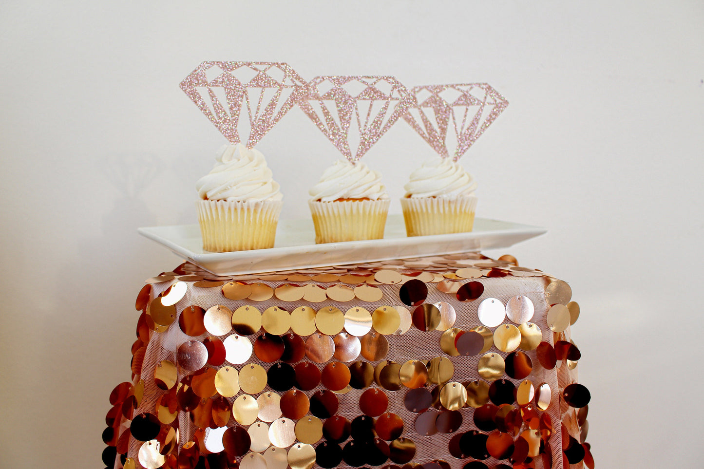Diamond Cupcake Topper, Diamond Donut Topper, Bridal Shower Decorations, Engagement Party Decorations, Rose Gold Cupcake Toppers