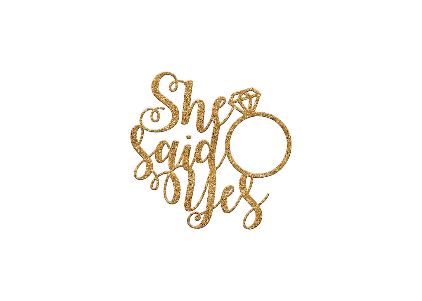 She Said Yes Cake Topper, Bridal Shower Decorations, Bride To Be, Glitter Gold Cake Topper