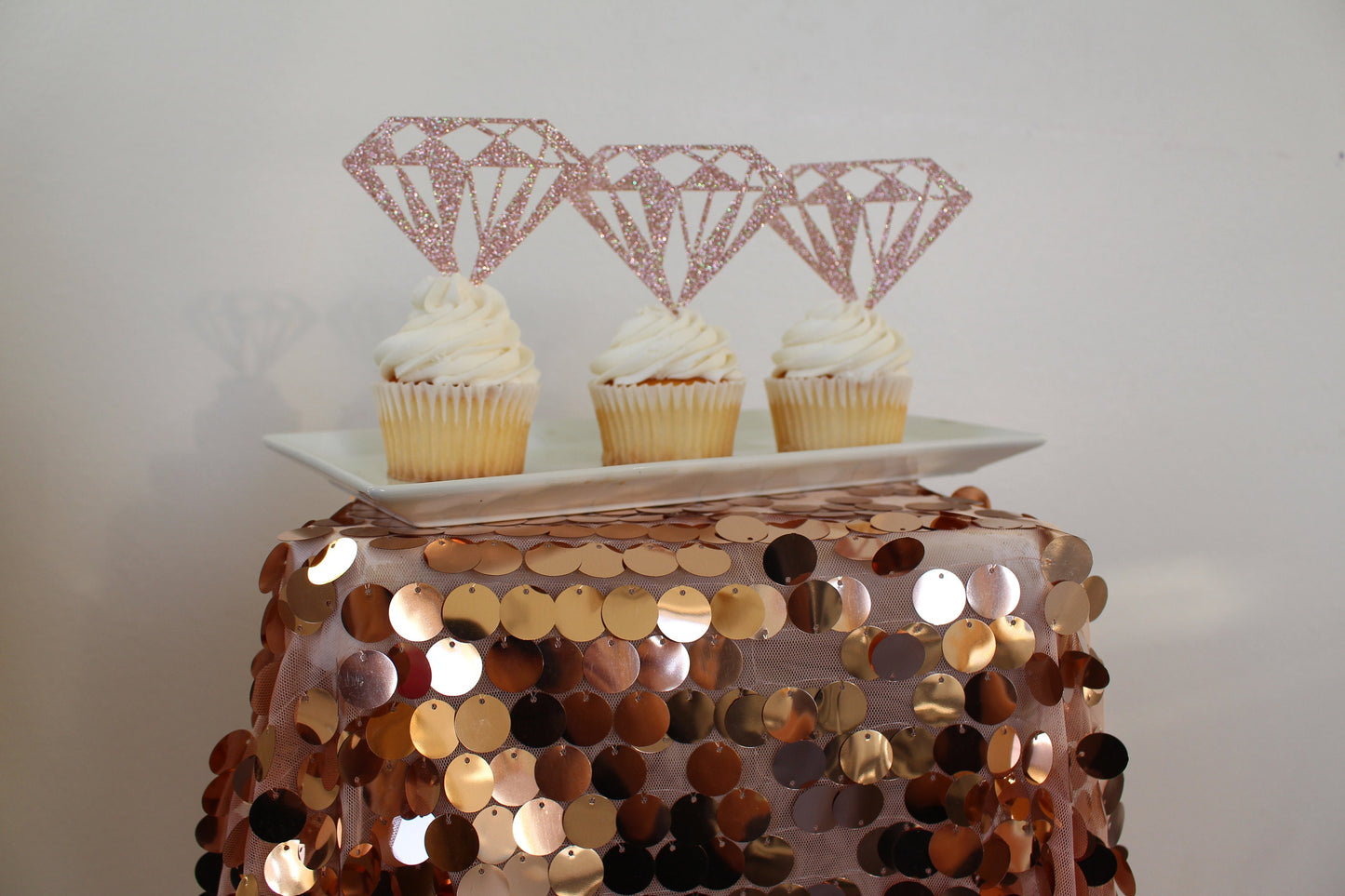 Diamond Cupcake Topper, Diamond Donut Topper, Bridal Shower Decorations, Engagement Party Decorations, Rose Gold Cupcake Toppers