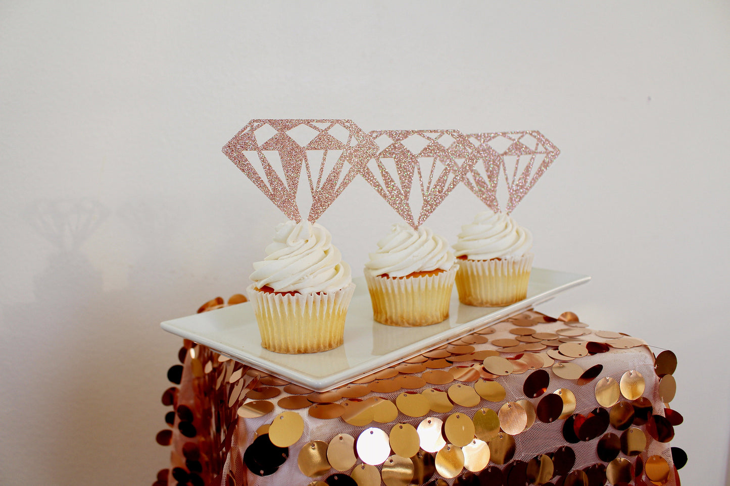 Diamond Cupcake Topper, Diamond Donut Topper, Bridal Shower Decorations, Engagement Party Decorations, Rose Gold Cupcake Toppers