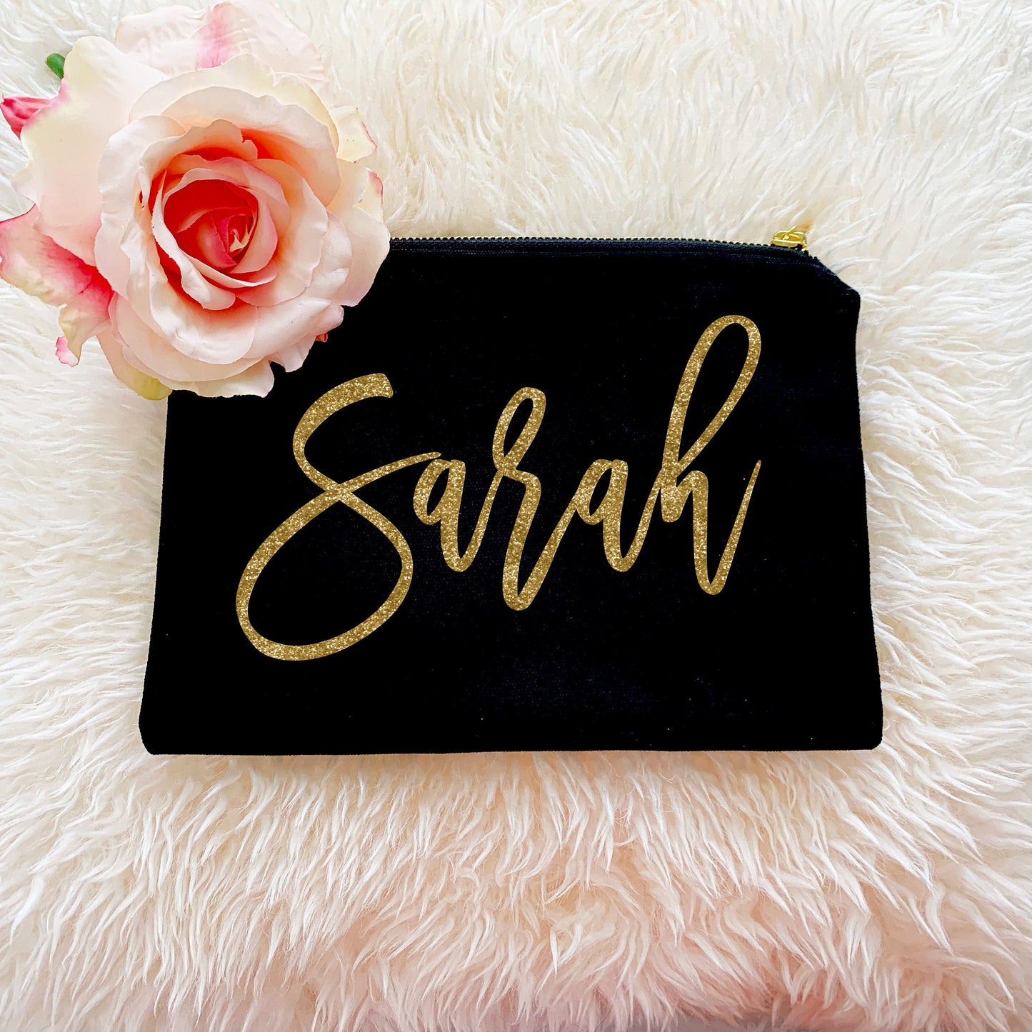 Personalised Makeup Bag with Zipper, Cosmetic Bag, Toiletry Bag, Gift for Her