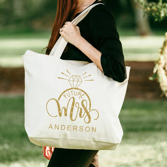 Bridal Tote Bag, Future Mrs Tote Bag with Zipper, Personalized Bride Tote Bag, Wedding Tote Bag, Gift for Bride