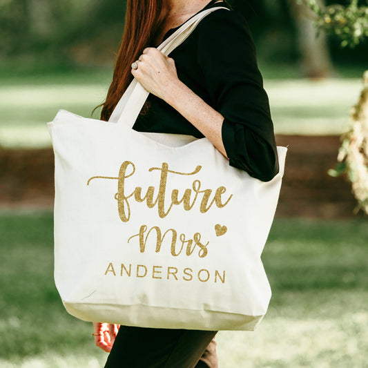 Bridal Tote Bag, Bridesmaid Tote Bag with zipper, Personalized Bride Tote Bag, Wedding Tote Bag, Gift for Bride