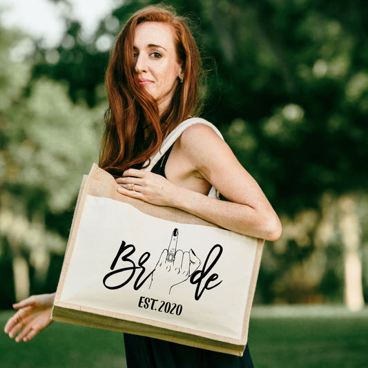 Custom Bride Beach Tote Bag with Wedding Ring Design - Perfect Honeymoon Gift - Unique Gift for Beach, Honeymoon, Bride